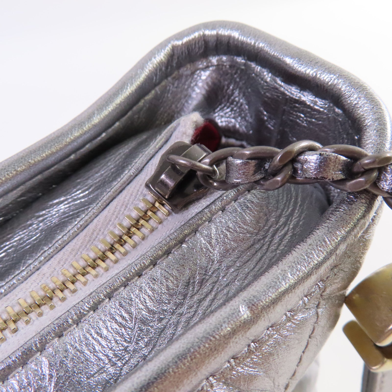 CHANEL 【激減優惠】菱格牛皮皮革Gabrielle Small Chain Shoulder Bag鏈帶肩背袋銀色