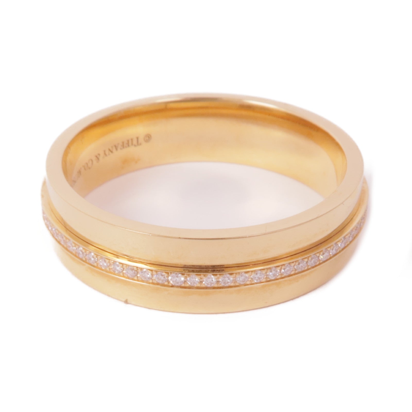 TIFFANY＆CO 18K玫瑰金T Narrow Diamond Ring鑽石戒指US#8.75