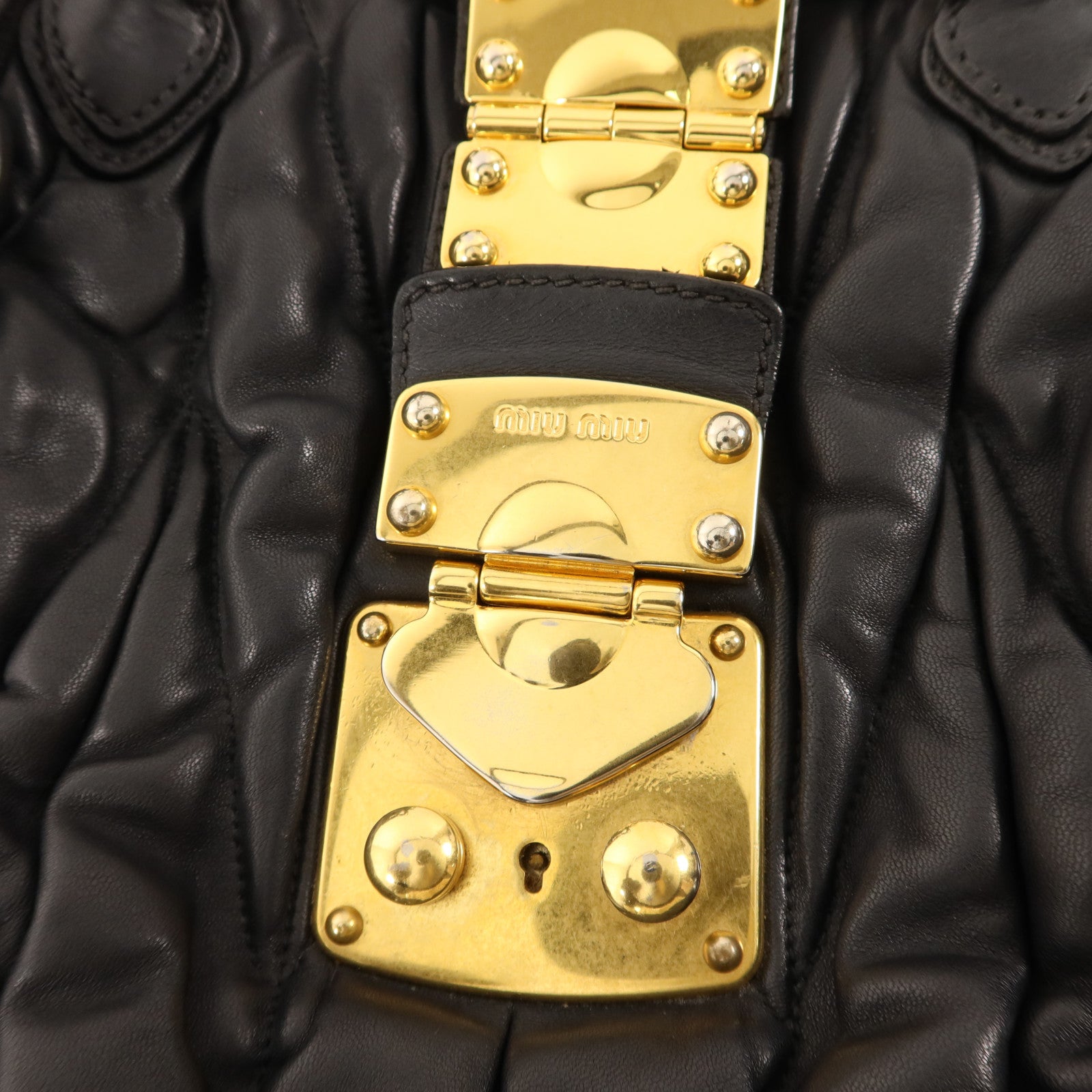 Miu Miu 牛皮皮革2 Way Shoulder Bag金扣手挽肩背兩用袋