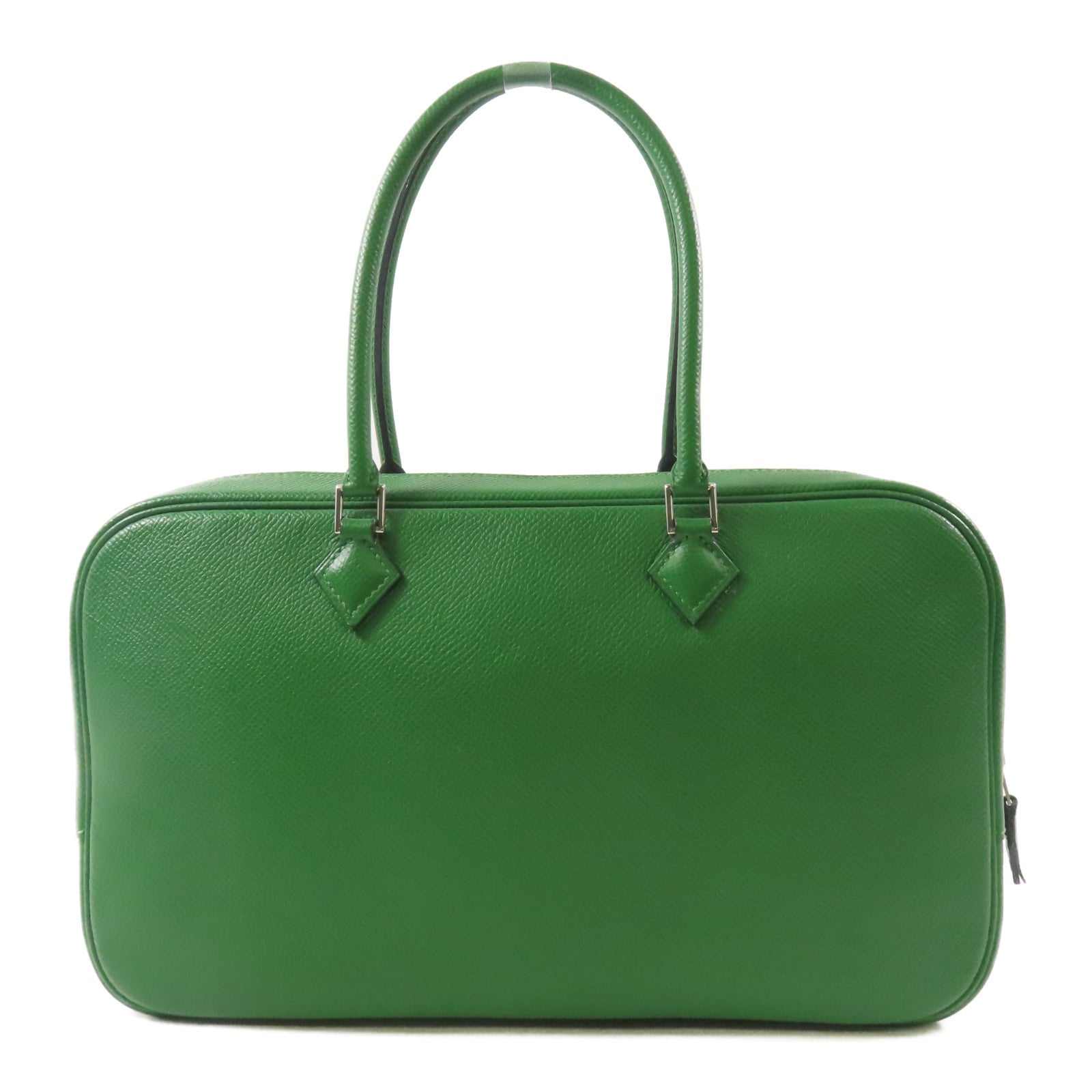 HERMES Epsom皮革Plume 28銀扣手挽袋Vert Bengale Emerald