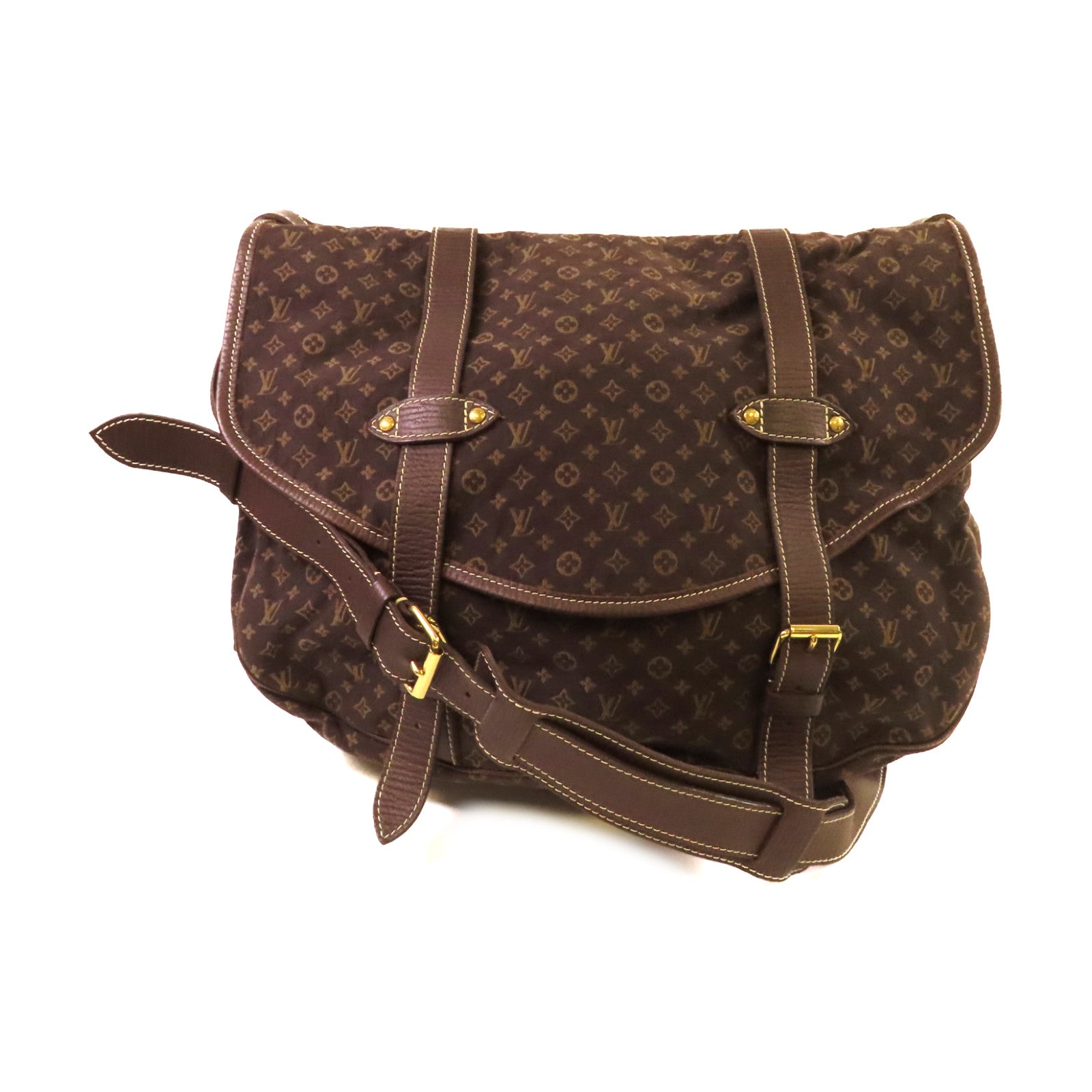 LOUIS VUITTON 【激減優惠】Monogram Mini Lin Saumur XL Shoulder Bag金扣肩背袋啡色