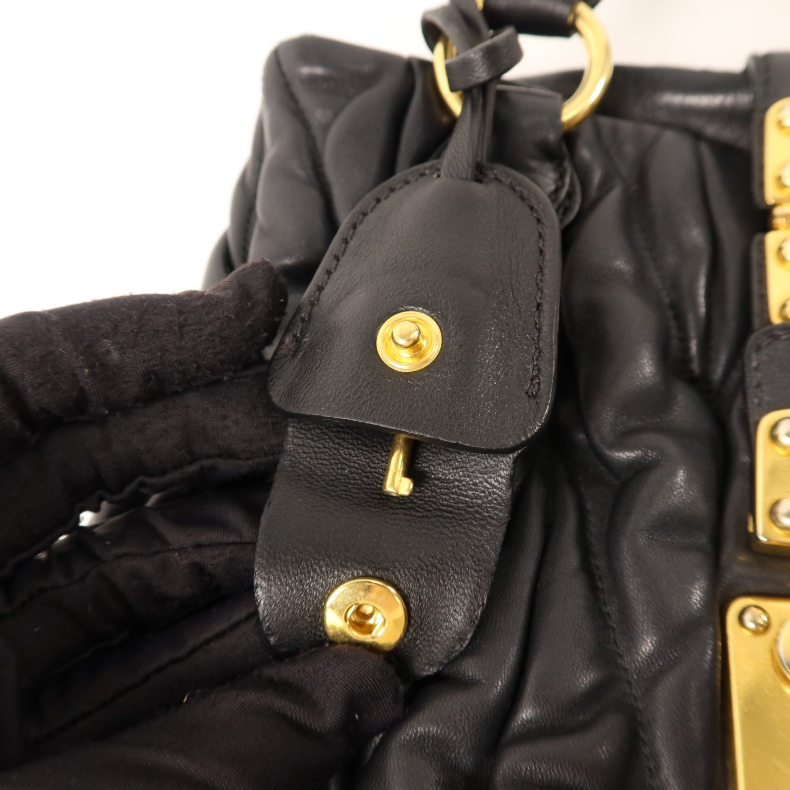 Miu Miu 牛皮皮革2 Way Shoulder Bag金扣手挽肩背兩用袋