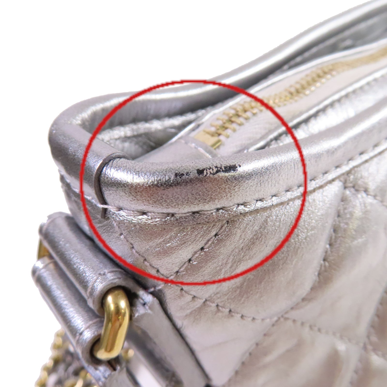 CHANEL 【激減優惠】菱格牛皮皮革Gabrielle Small Chain Shoulder Bag鏈帶肩背袋銀色