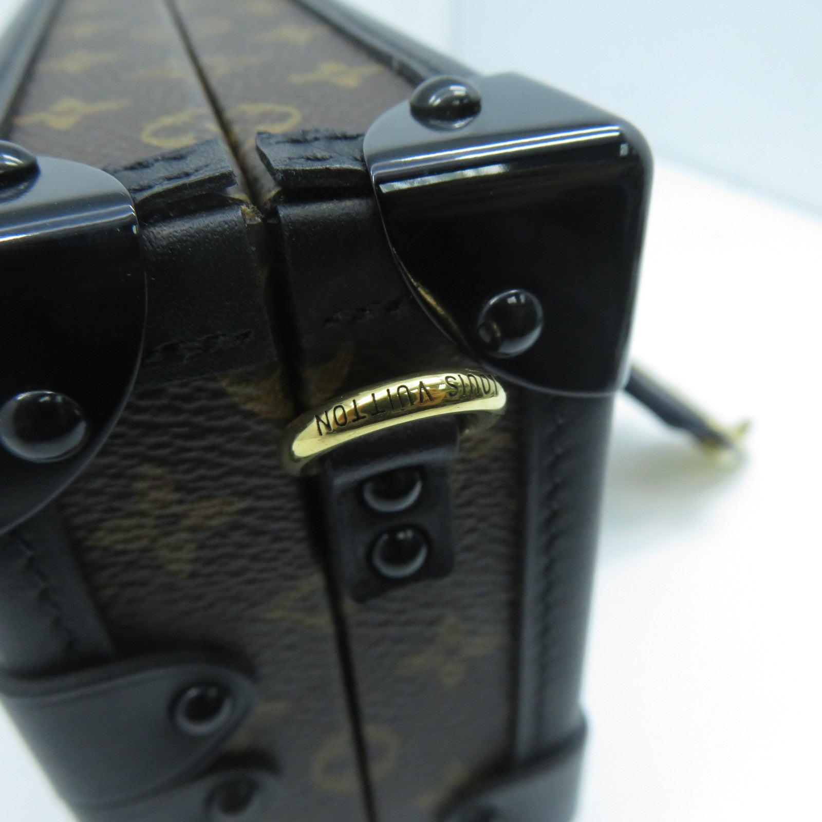 LOUIS VUITTON Monogram Petite Malle金扣肩背袋啡色/黑色