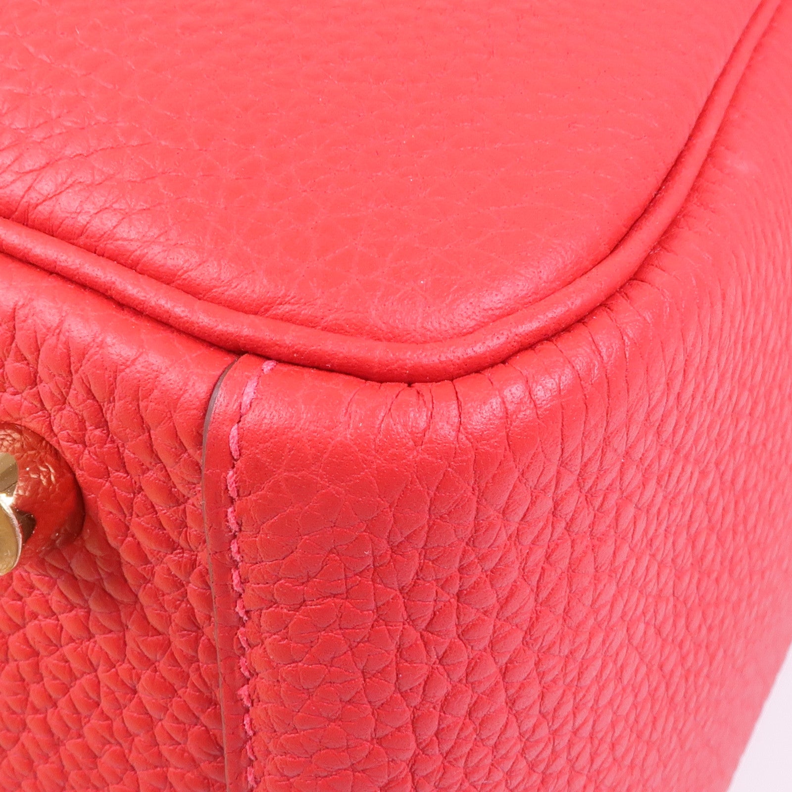 HERMES Clemence皮革Lindy 26金扣手挽肩背兩用袋Vermillon