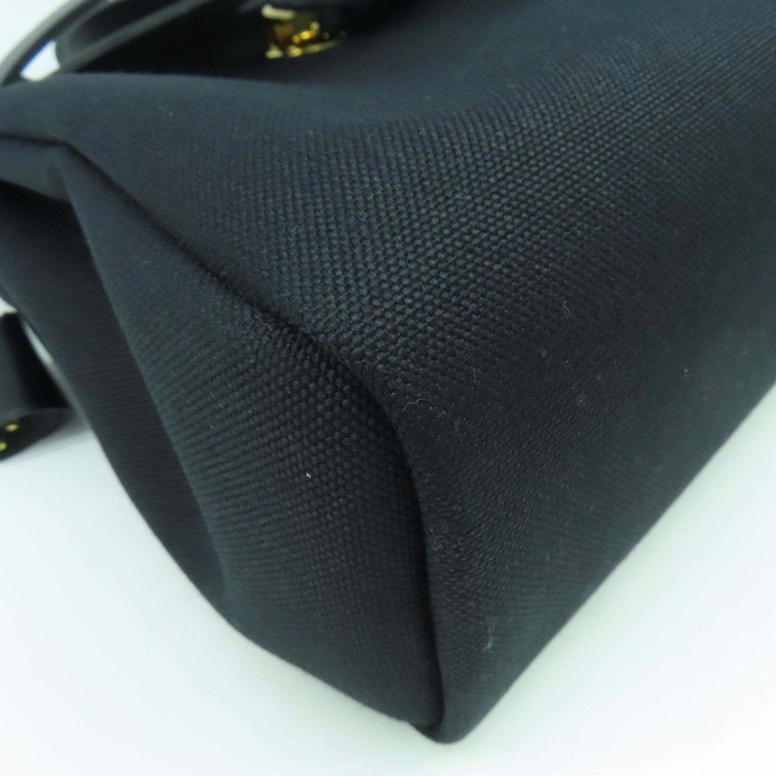 HERMES 帆布Herbag PM金扣手挽肩背兩用袋黑色