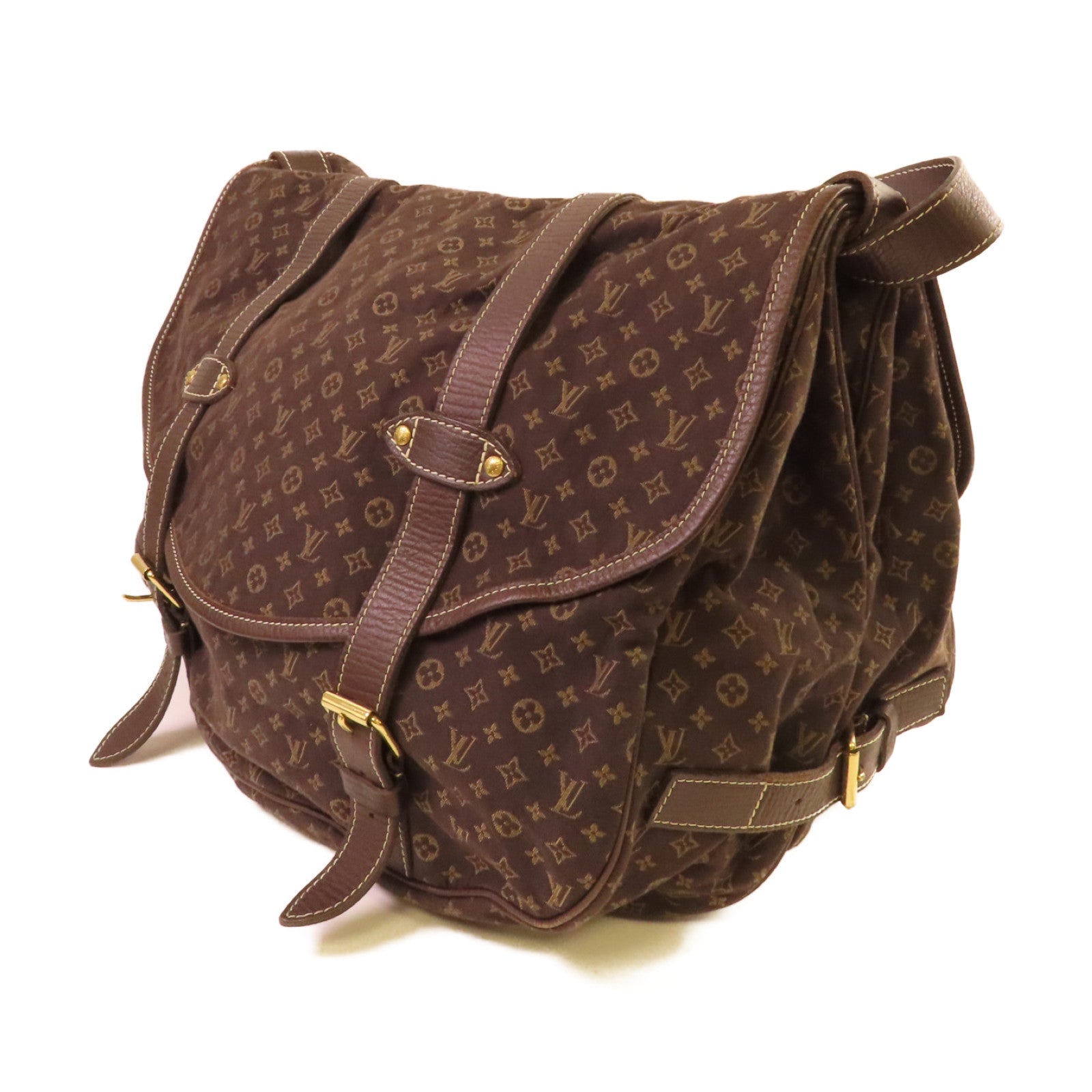 LOUIS VUITTON 【激減優惠】Monogram Mini Lin Saumur XL Shoulder Bag金扣肩背袋啡色