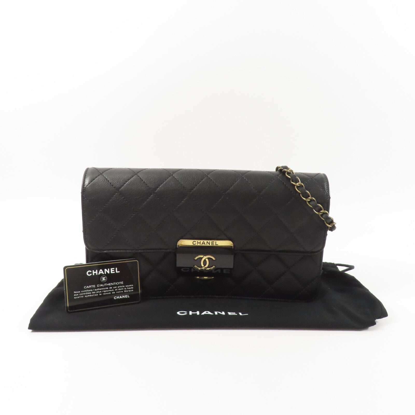 CHANEL 牛皮皮革Beauty Lock Flap鏈帶肩背袋