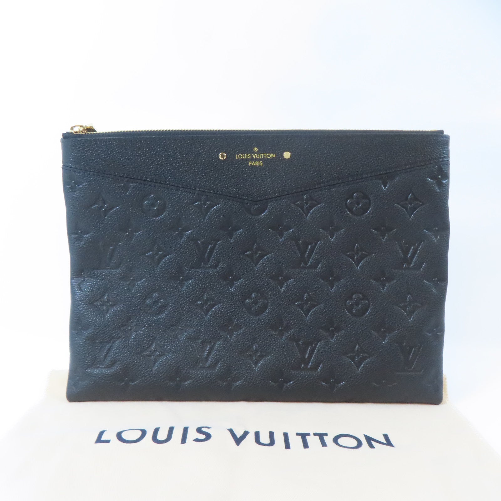 LOUIS VUITTON Monogram Empreinte Daily Pouch金扣手拿包黑色