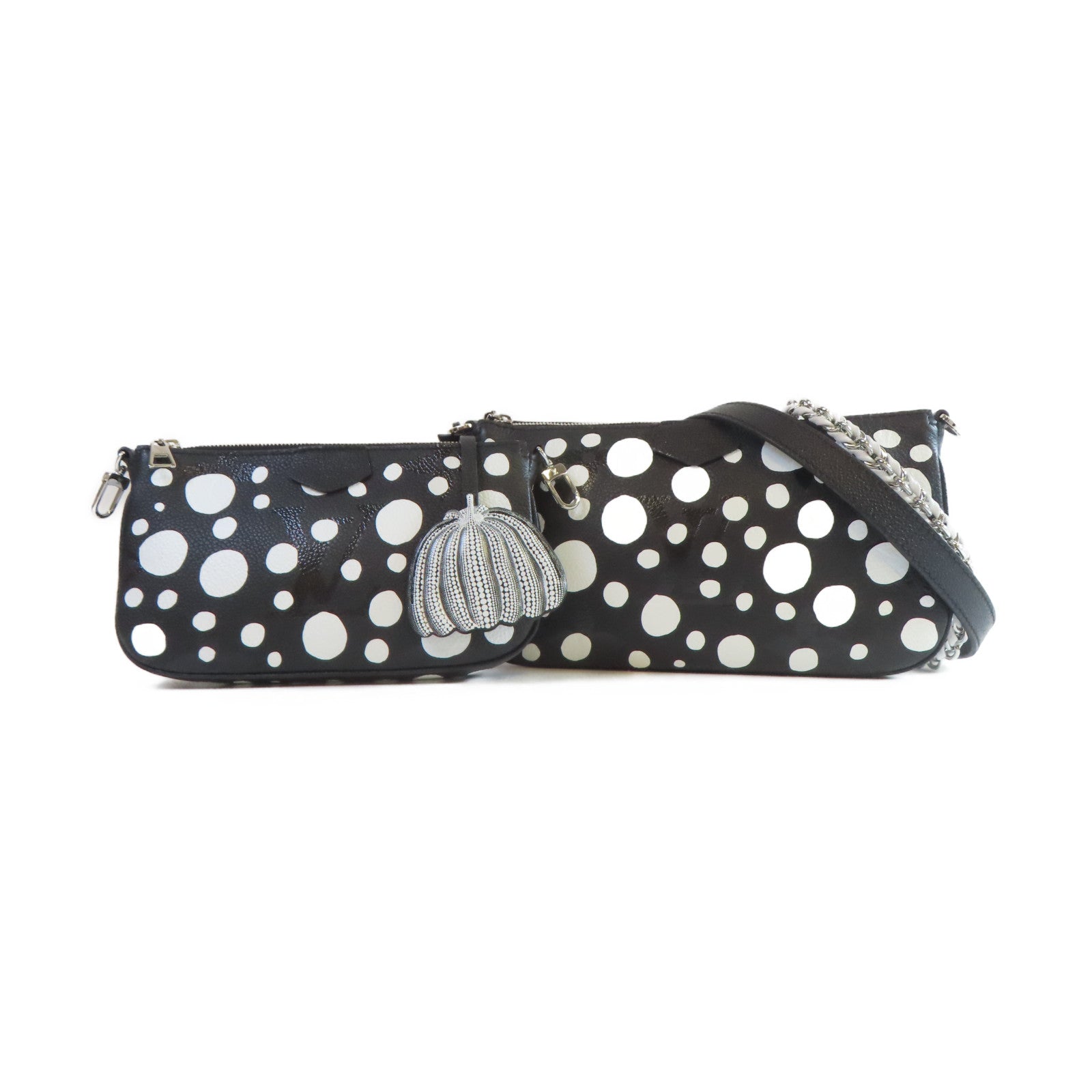 LOUIS VUITTON Monogram Empreinte Lv X YK Multi Pochette Accessoires銀扣手挽肩背兩用袋黑色
