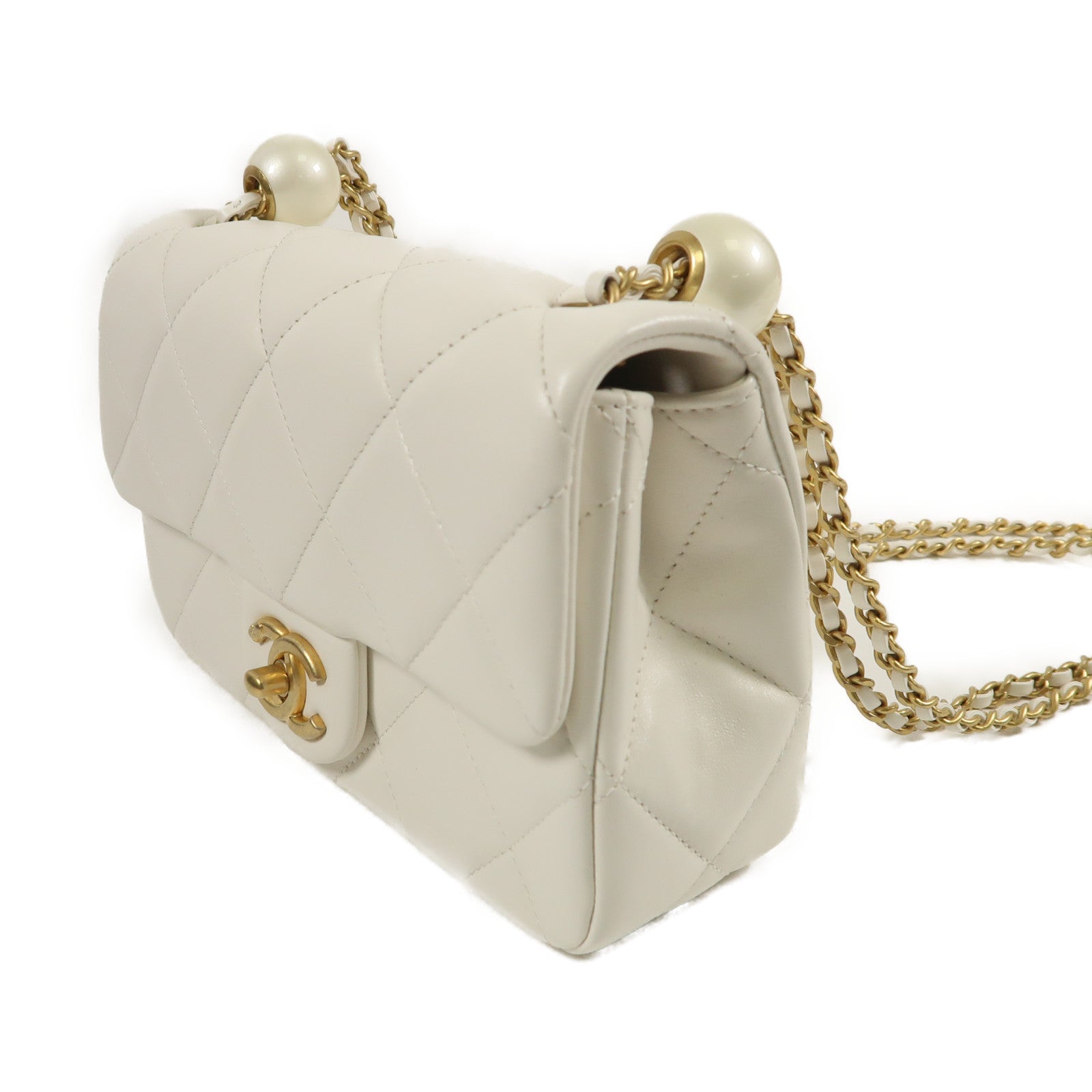 CHANEL 羊皮皮革Chain Shoulder金扣鏈帶肩背袋