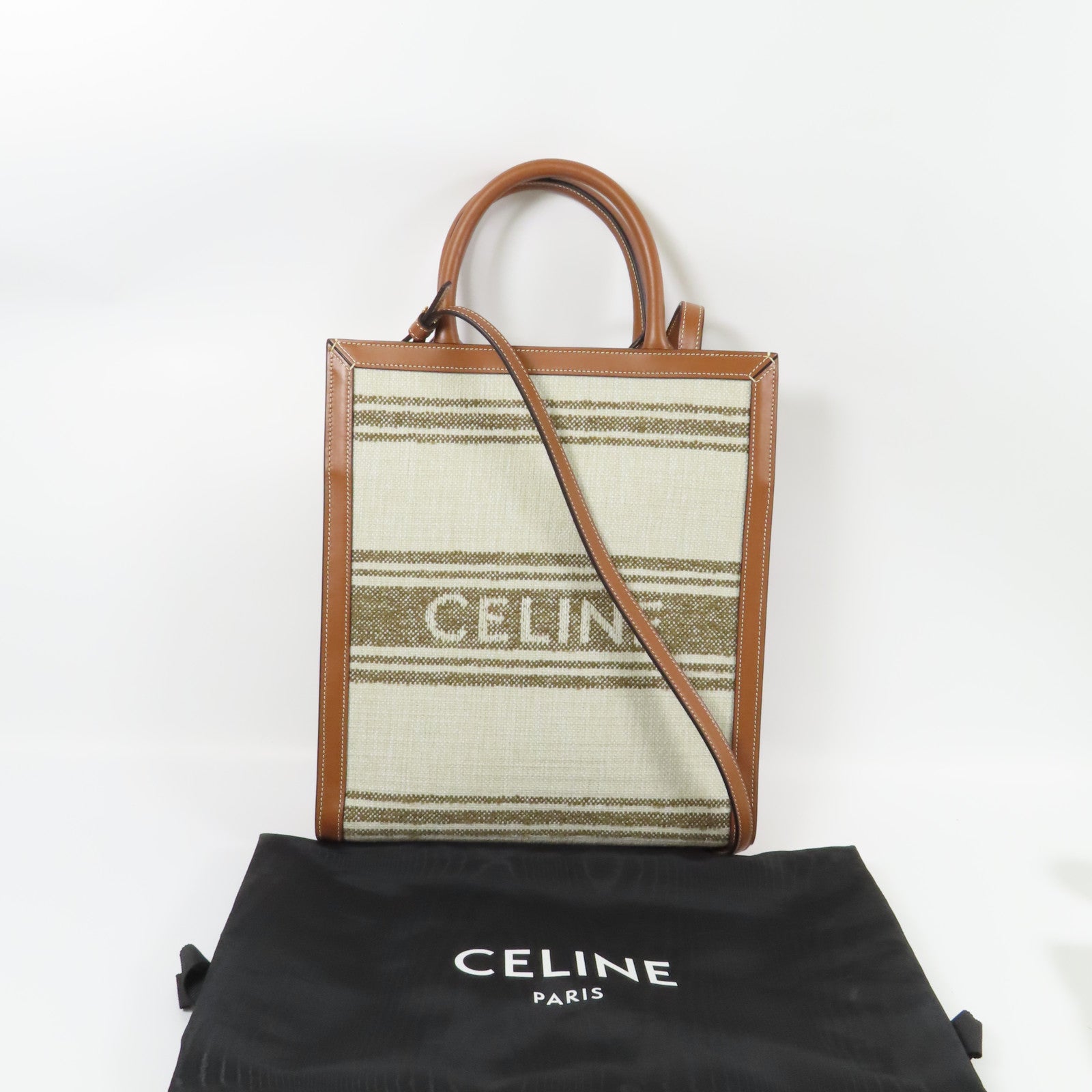CELINE 帆布Small Vertical Cabas金扣手挽肩背兩用袋