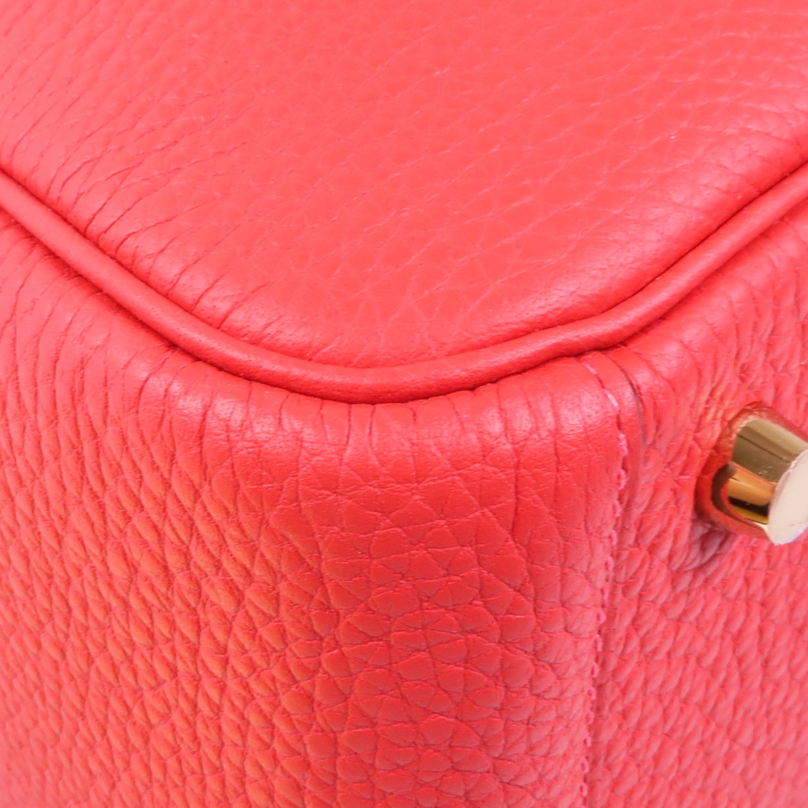 HERMES Clemence皮革Lindy 26金扣手挽肩背兩用袋Vermillon