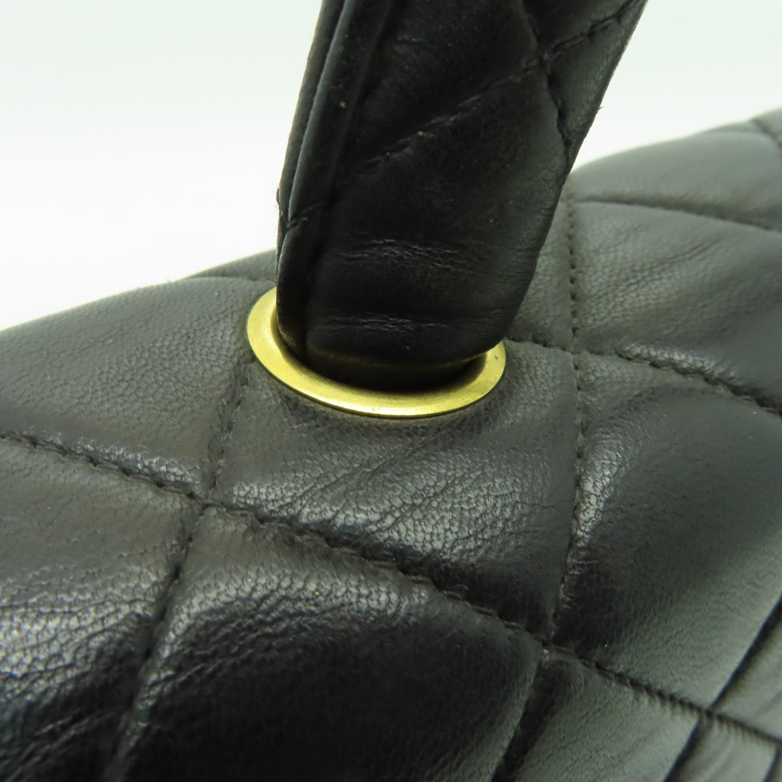 CHANEL **【清倉大減價】菱格羊皮皮革Handbag金扣手挽袋黒色