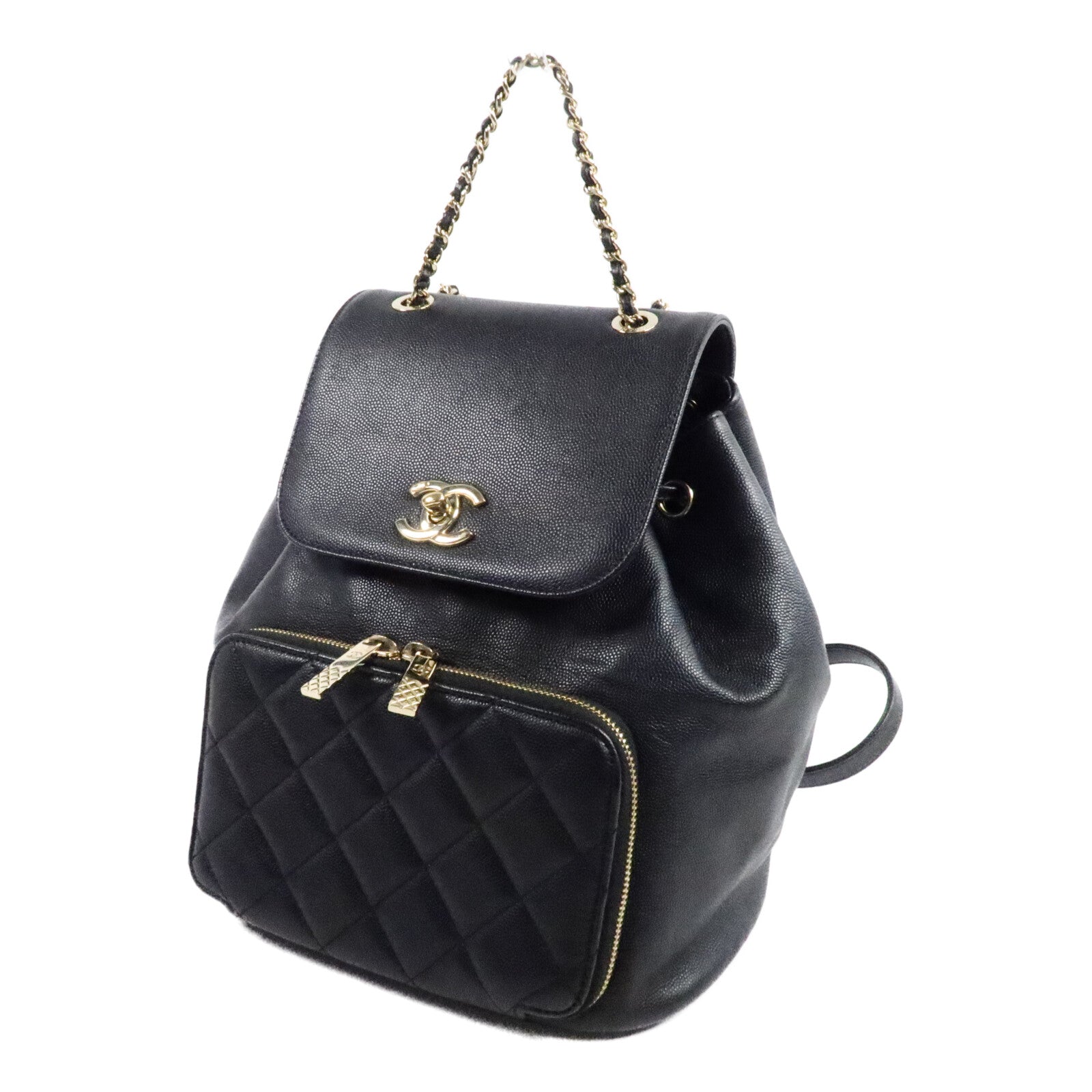 CHANEL 牛皮皮革Business Affinity Backpack鏈帶背包