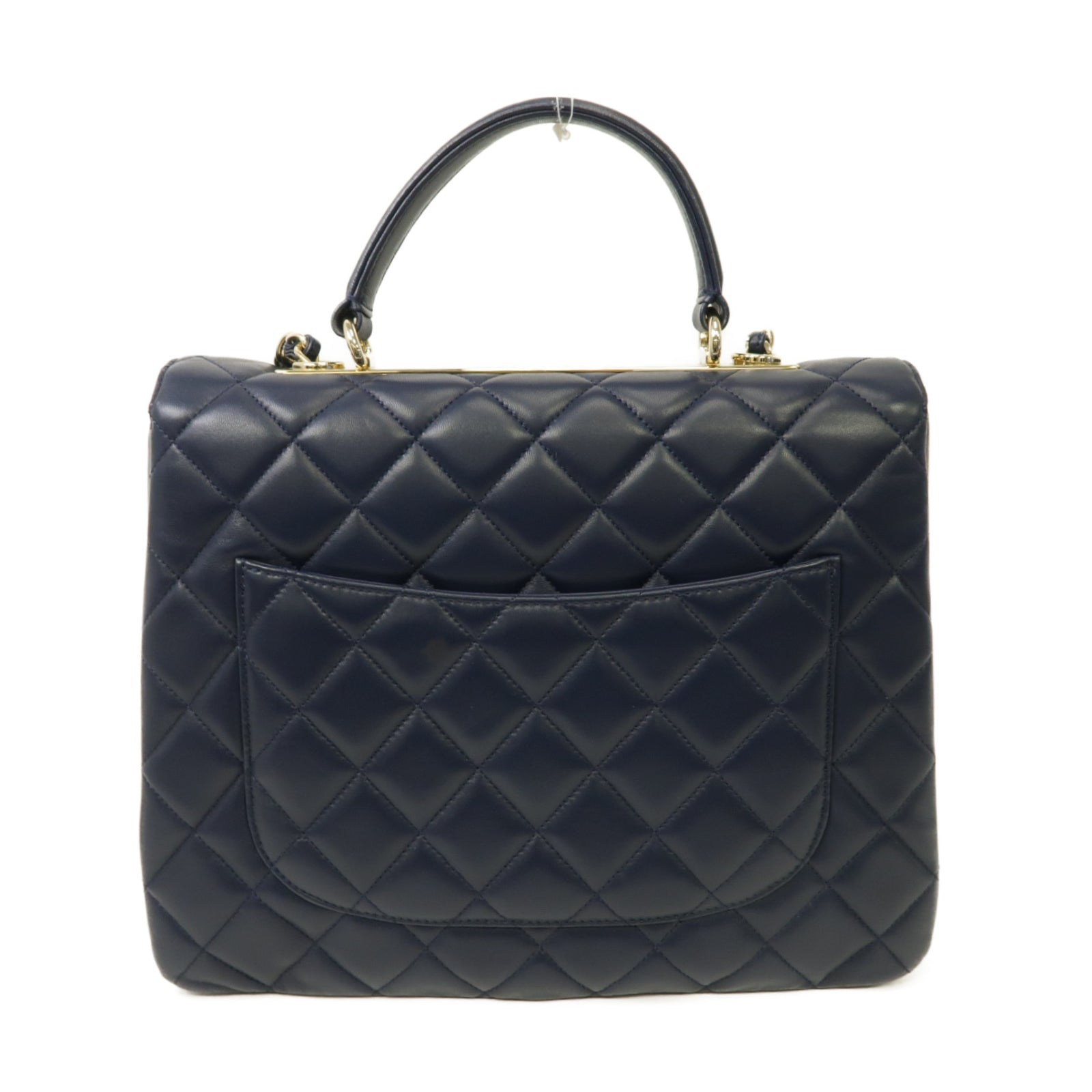 CHANEL 【激減優惠】菱格羊皮皮革Large Trendy CC金扣手挽肩背兩用袋深藍色