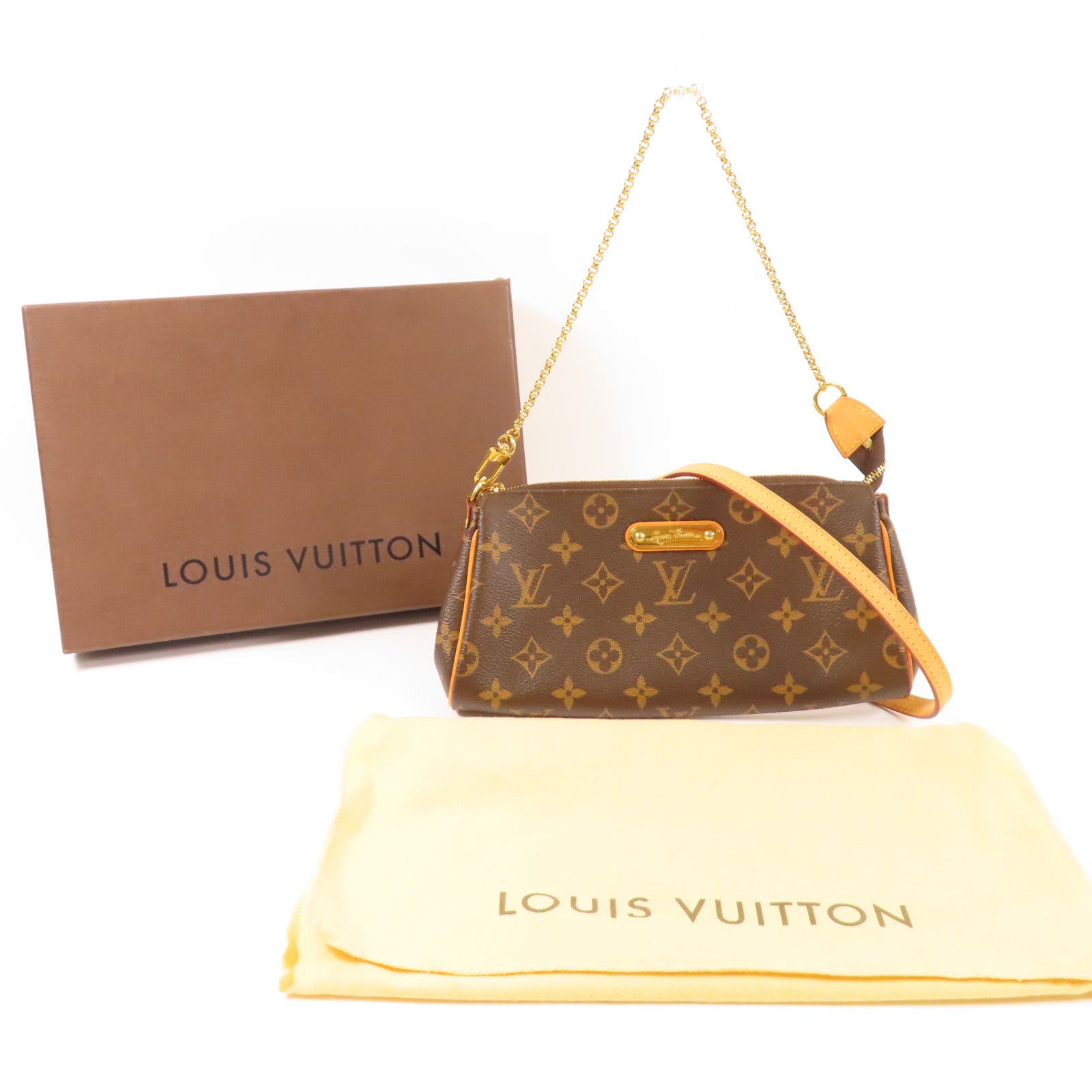 LOUIS VUITTON Monogram Eva金扣手挽肩背兩用袋棕色