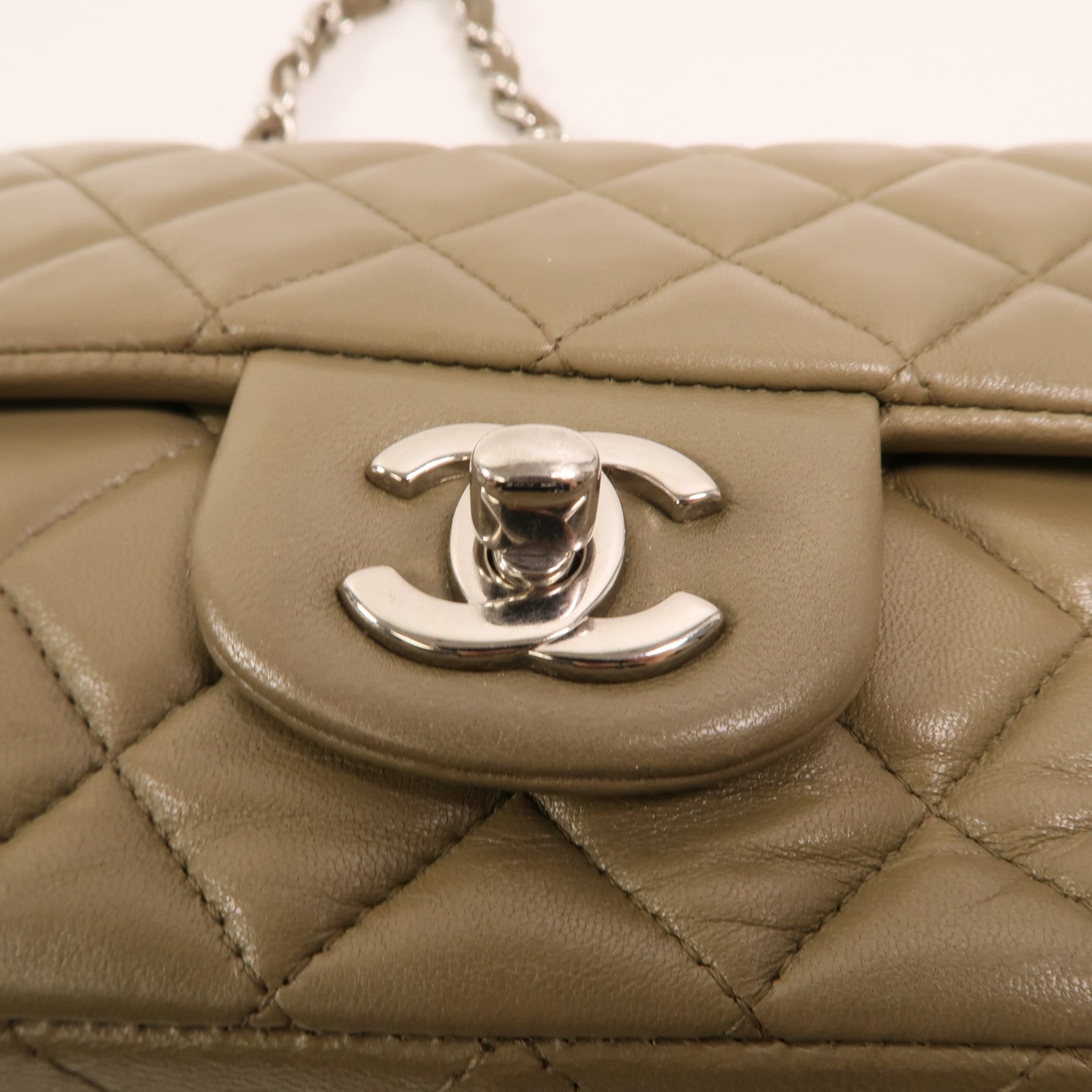 CHANEL 羊皮皮革Mini Classic 20銀扣鏈帶肩背袋