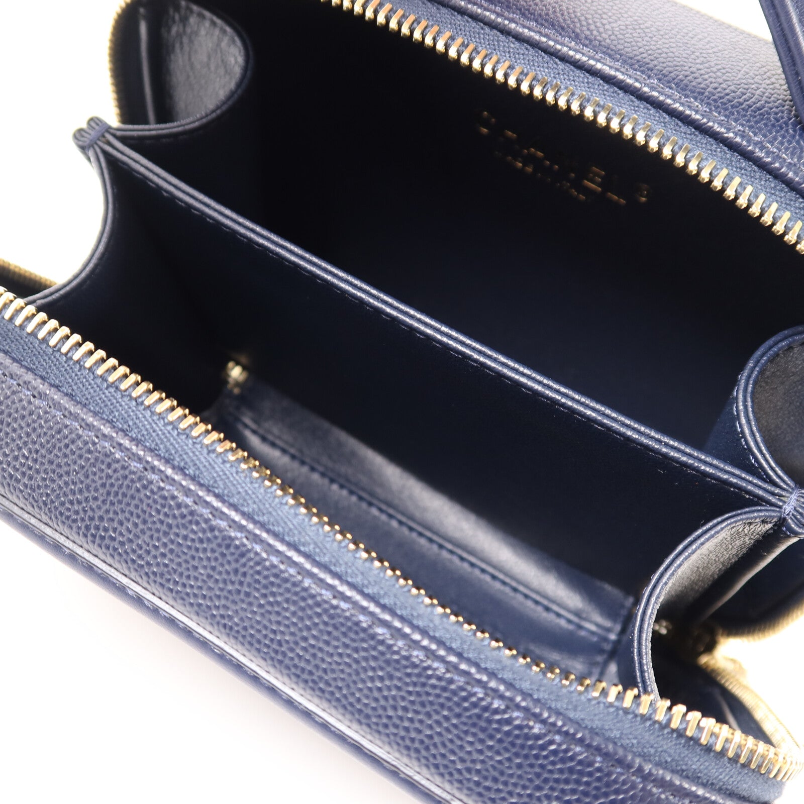 CHANEL 【激減優惠】牛皮皮革Vanity Case金扣鏈帶手挽肩背兩用袋
