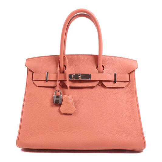 HERMES Clemence皮革Birkin 30銀扣手挽袋Rose Texas