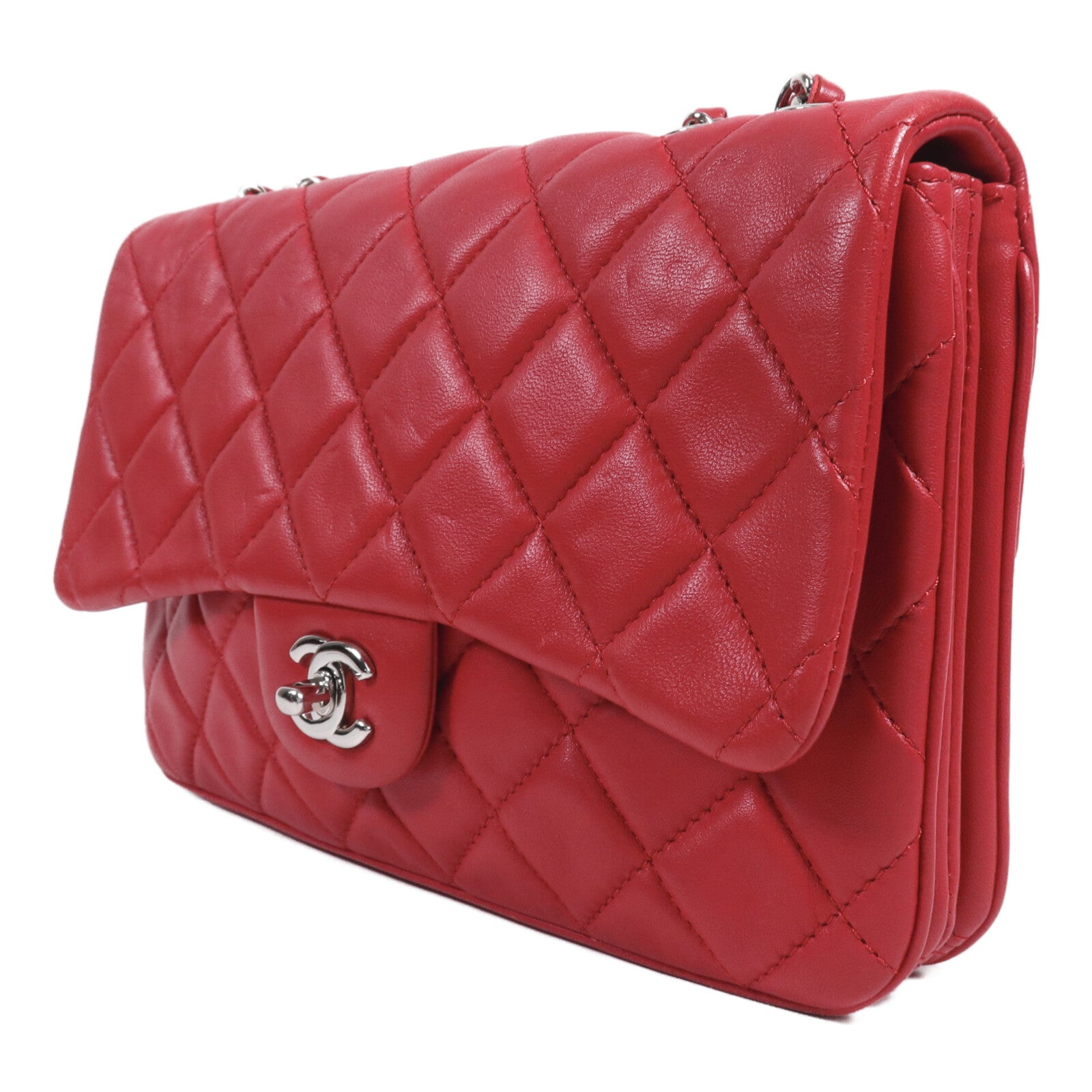 CHANEL 羊皮皮革Chain Shoulder銀扣鏈帶肩背袋