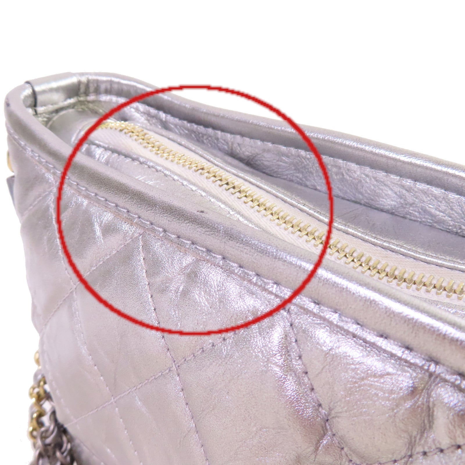 CHANEL 【激減優惠】菱格牛皮皮革Gabrielle Small Chain Shoulder Bag鏈帶肩背袋銀色