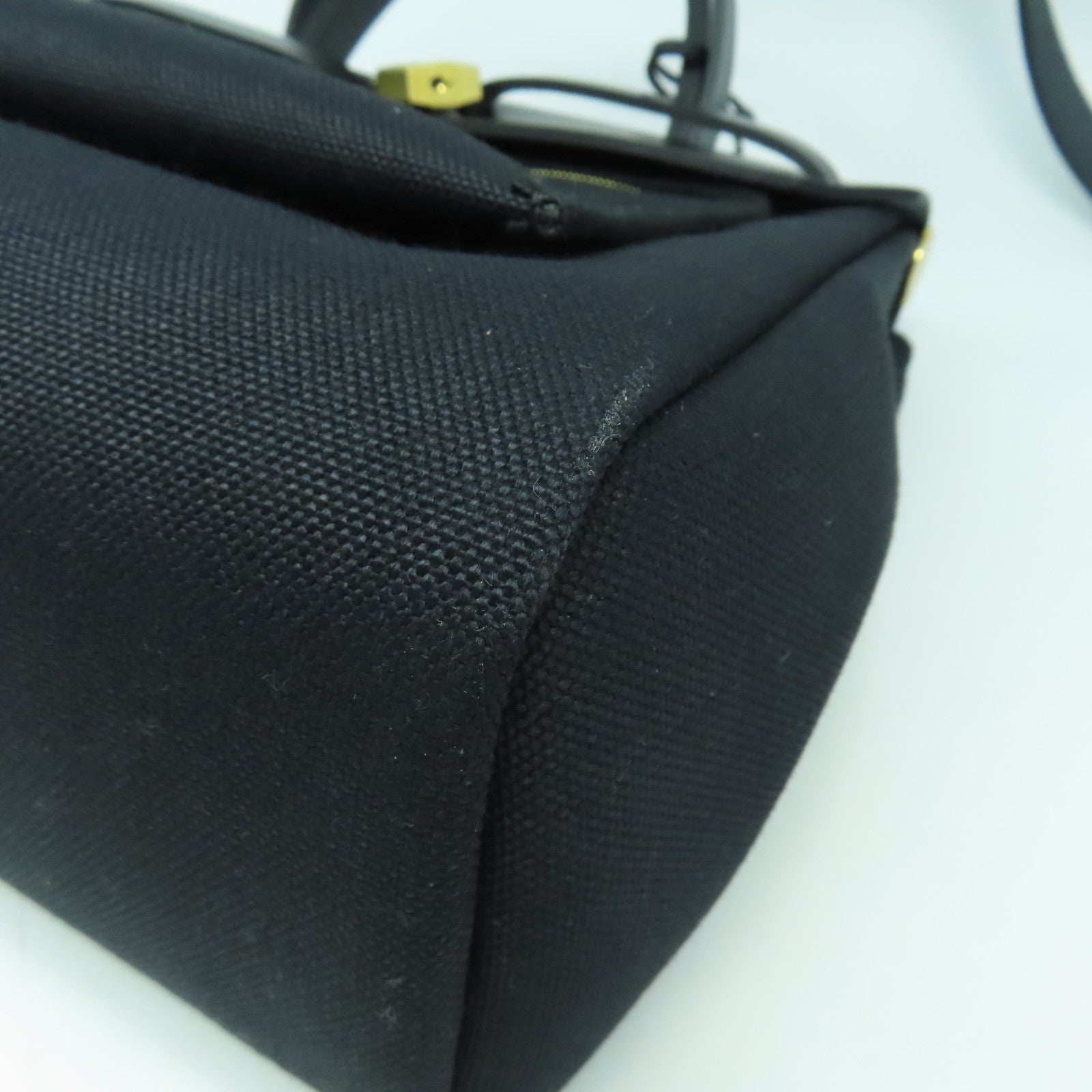 HERMES 帆布Herbag PM金扣手挽肩背兩用袋黑色