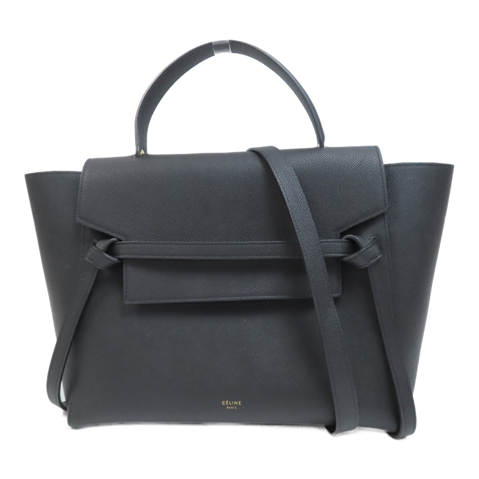 CELINE 牛皮皮革Belt Bag金扣手挽肩背兩用袋黑色
