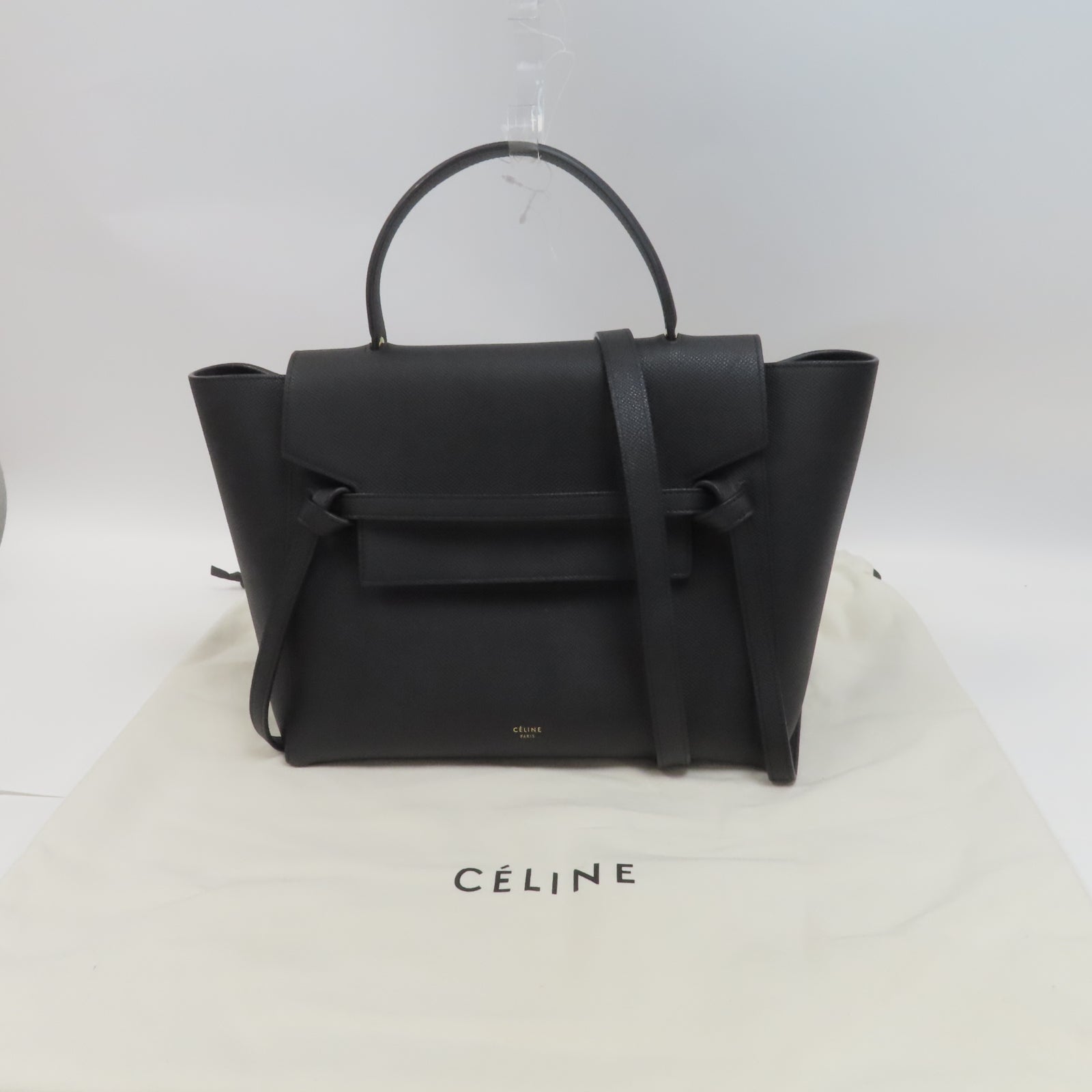 CELINE 牛皮皮革Belt Bag金扣手挽肩背兩用袋黑色