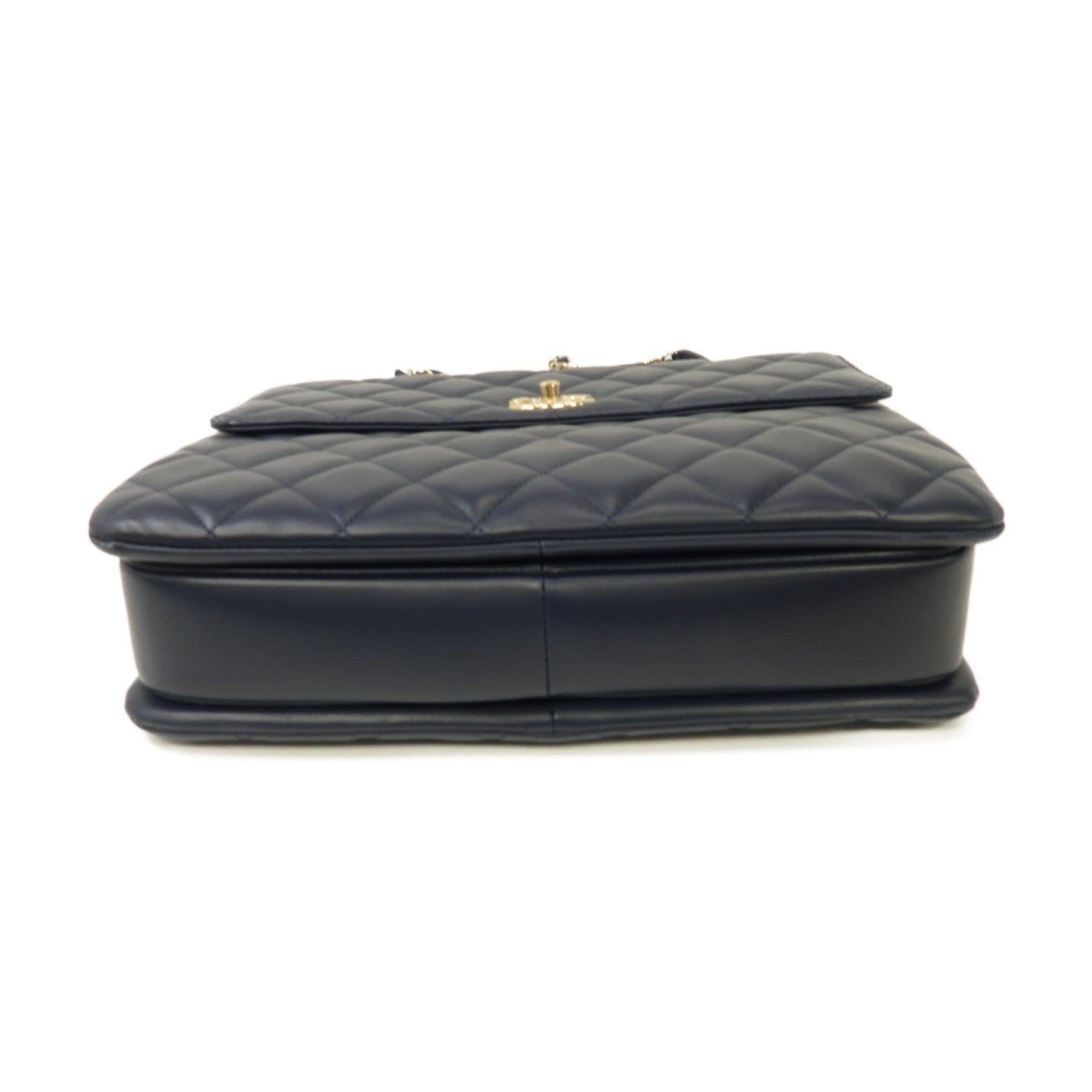 CHANEL 【激減優惠】菱格羊皮皮革Large Trendy CC金扣手挽肩背兩用袋深藍色