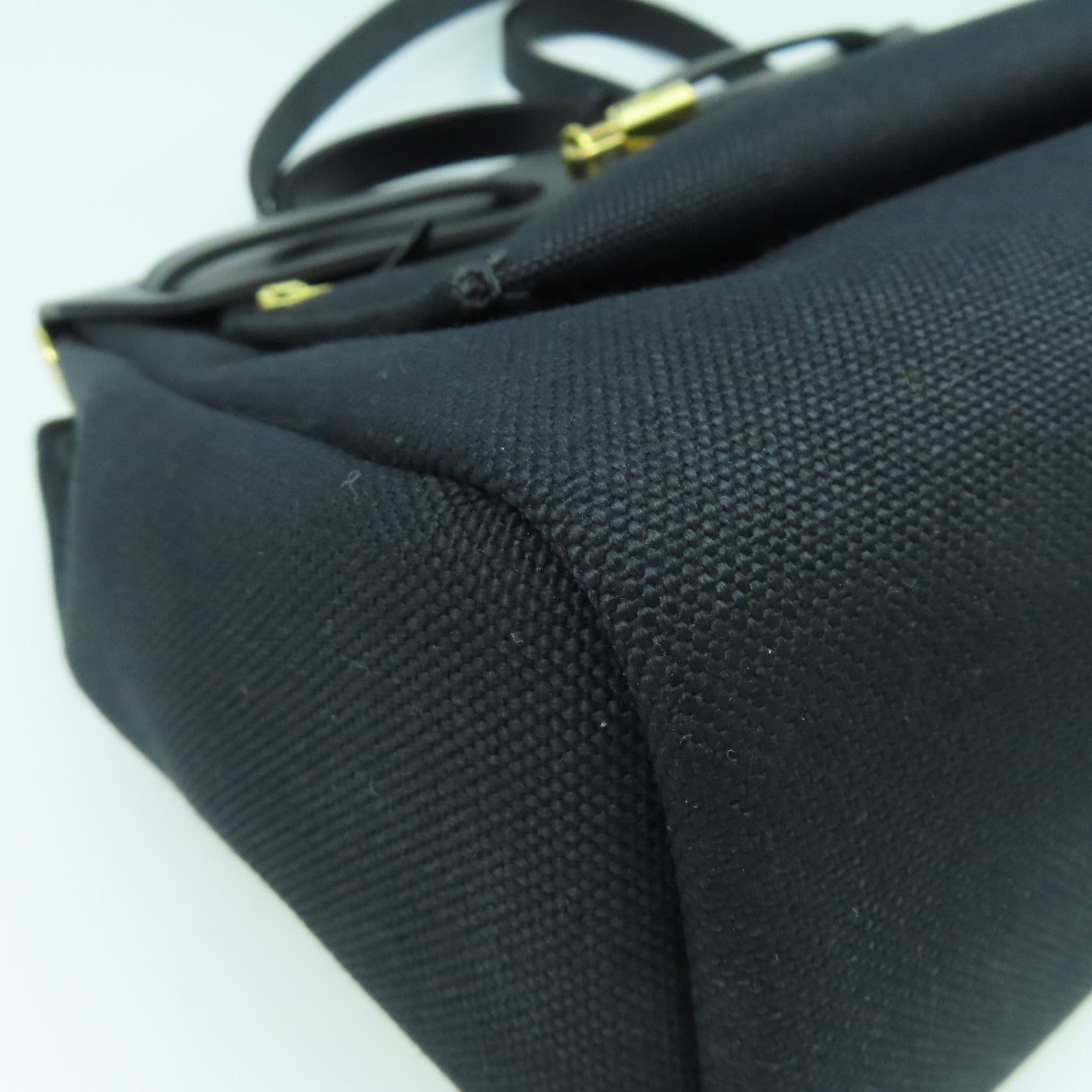HERMES 帆布Herbag PM金扣手挽肩背兩用袋黑色