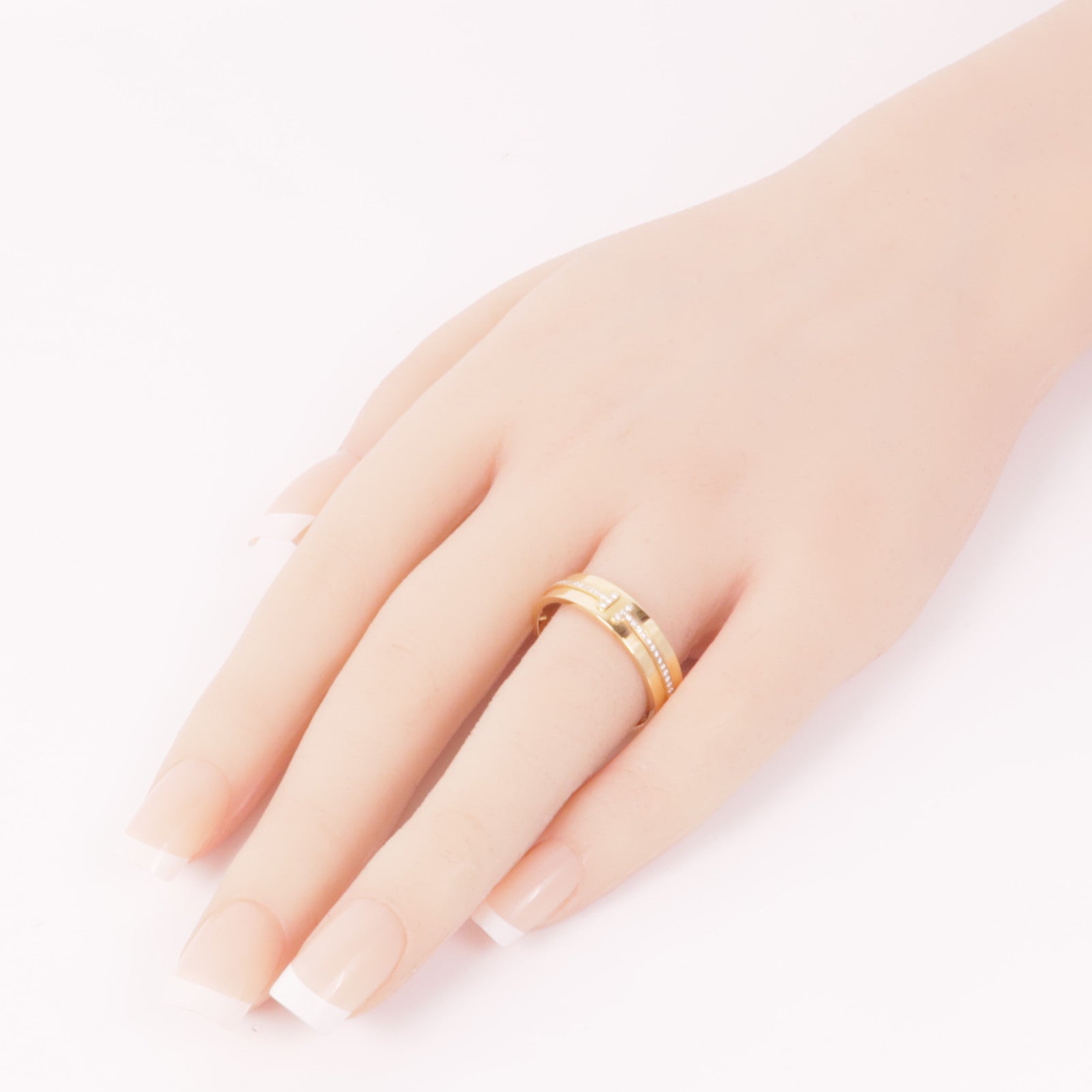 TIFFANY＆CO 18K玫瑰金T Narrow Diamond Ring鑽石戒指US#10