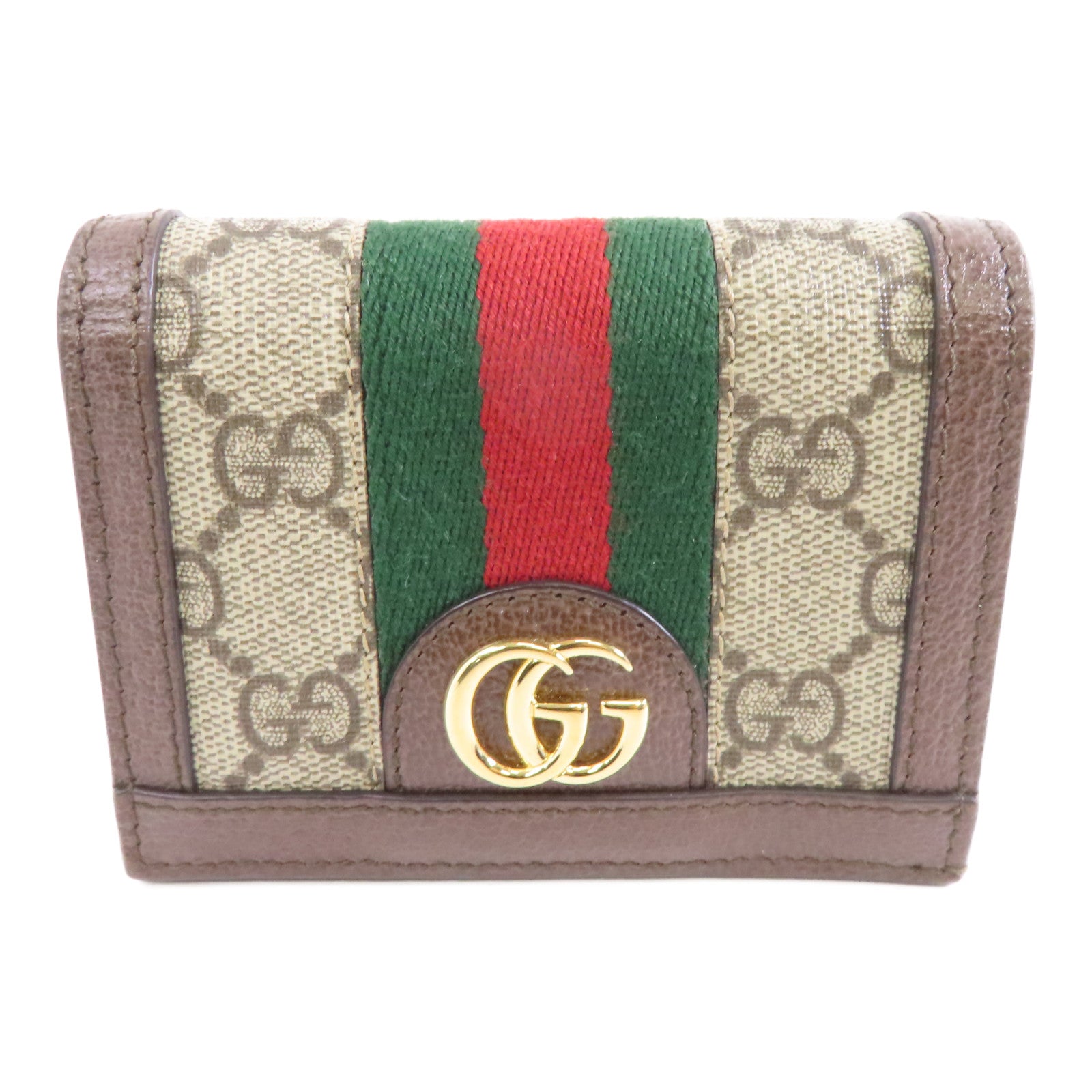GUCCI 塗層帆布Ophidia Case Wallet金扣錢包棕色
