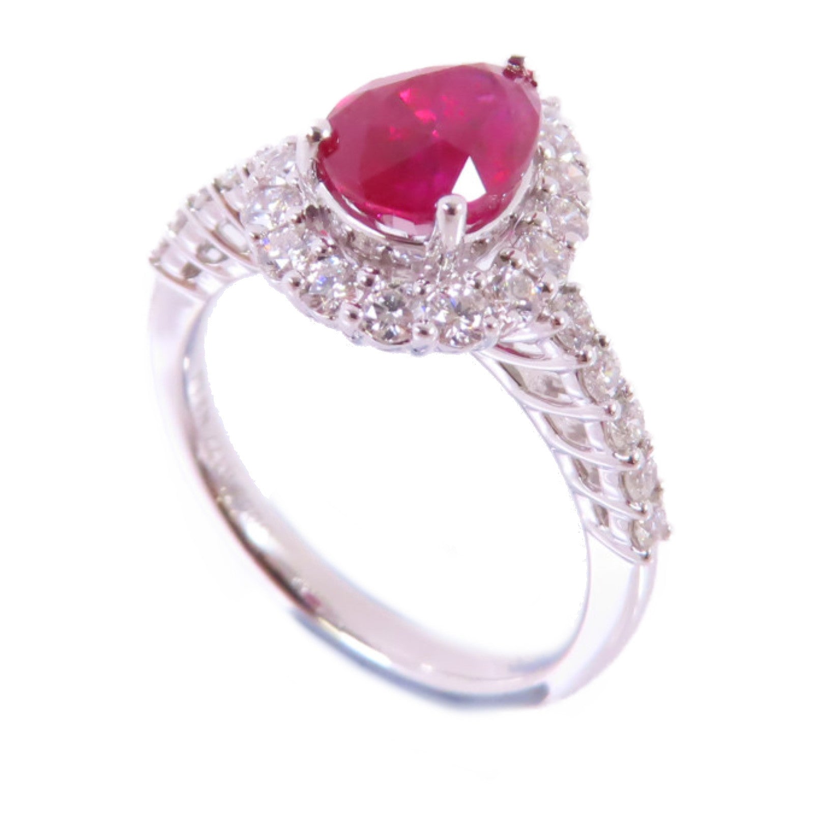 JEWELRY 【激減優惠】18K白金/1.77ct紅寶石/0.53ct鑽石Ruby Diamond Ring戒指US#5.75