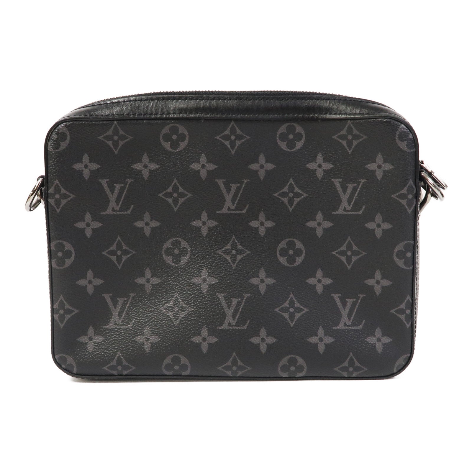 LOUIS VUITTON Monogram Eclipse Trio Messenger Bag銀扣肩背袋黑色/灰色