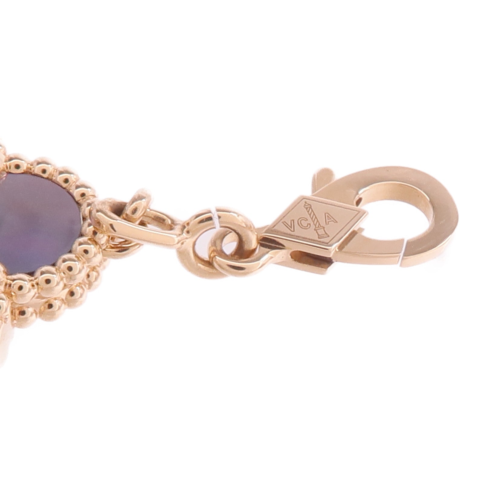 Van Cleef & Arpels 18K玫瑰金Vintage Alhambra Bracelet 5 Motifs珍珠母貝/鑽石手鏈