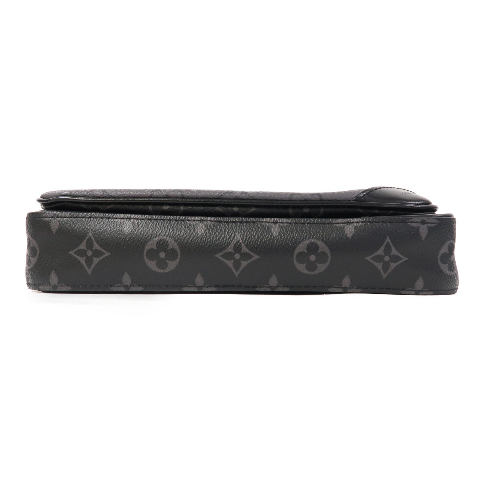 LOUIS VUITTON Monogram Eclipse Trio Messenger Bag銀扣肩背袋黑色/灰色