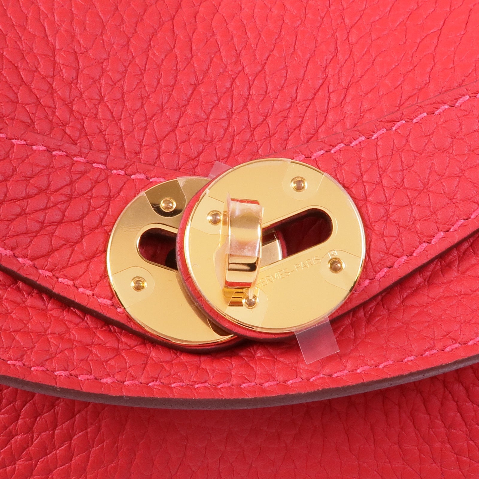 HERMES Clemence皮革Lindy 26金扣手挽肩背兩用袋Vermillon