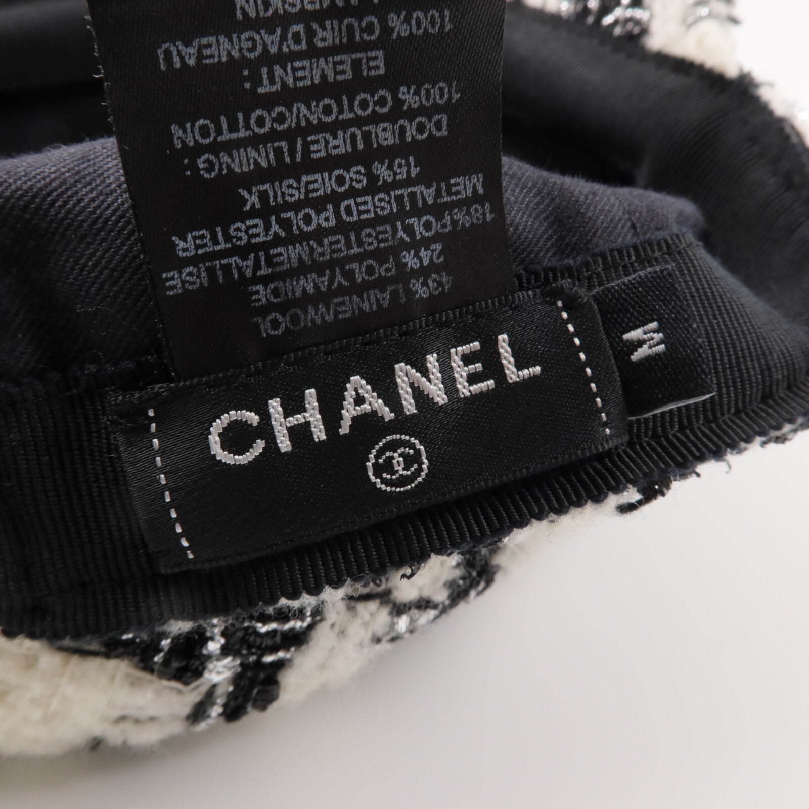 CHANEL 羊毛/聚醯胺/聚酯纖維/絲質/羊皮皮革Tweed CC Cap帽子