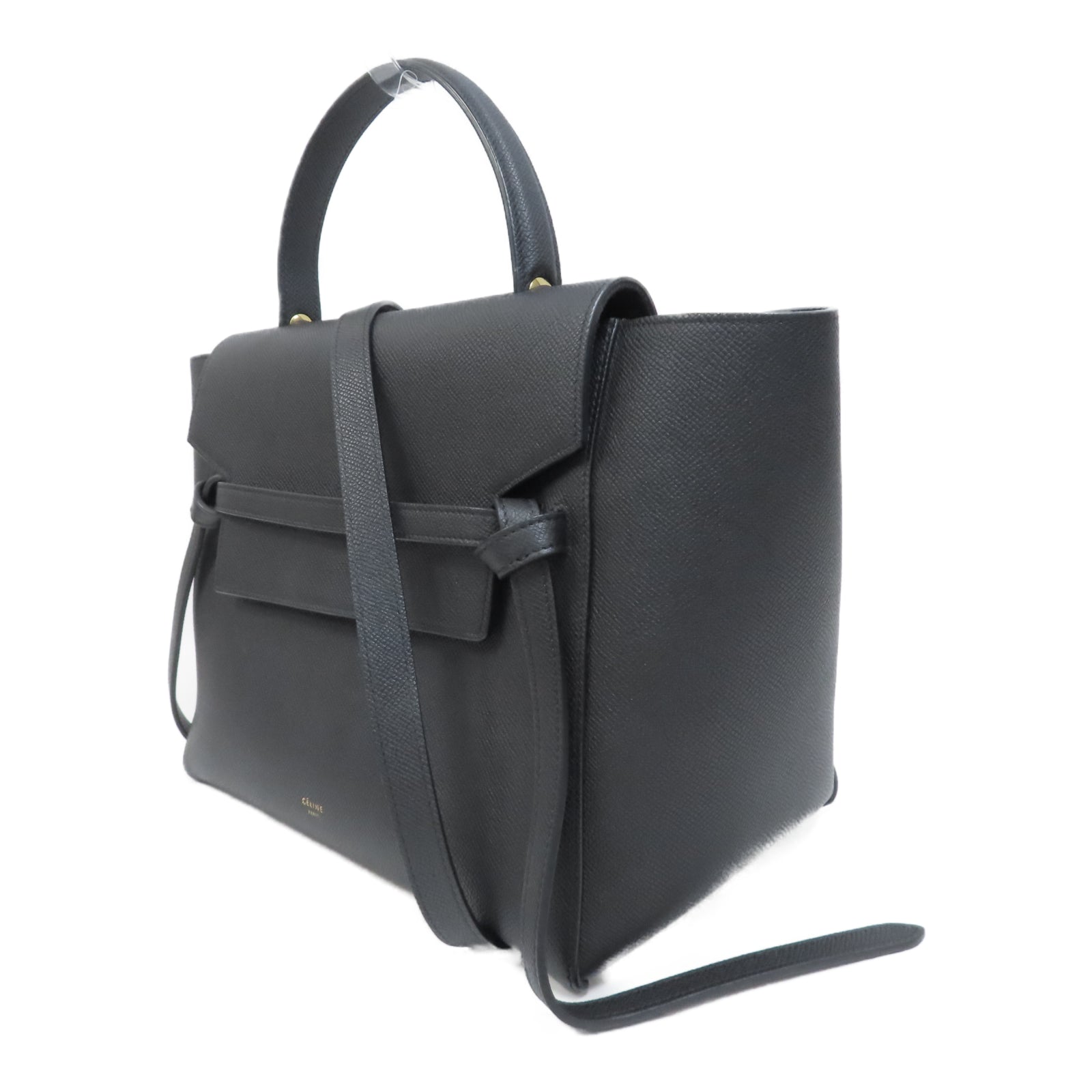 CELINE 牛皮皮革Belt Bag金扣手挽肩背兩用袋黑色