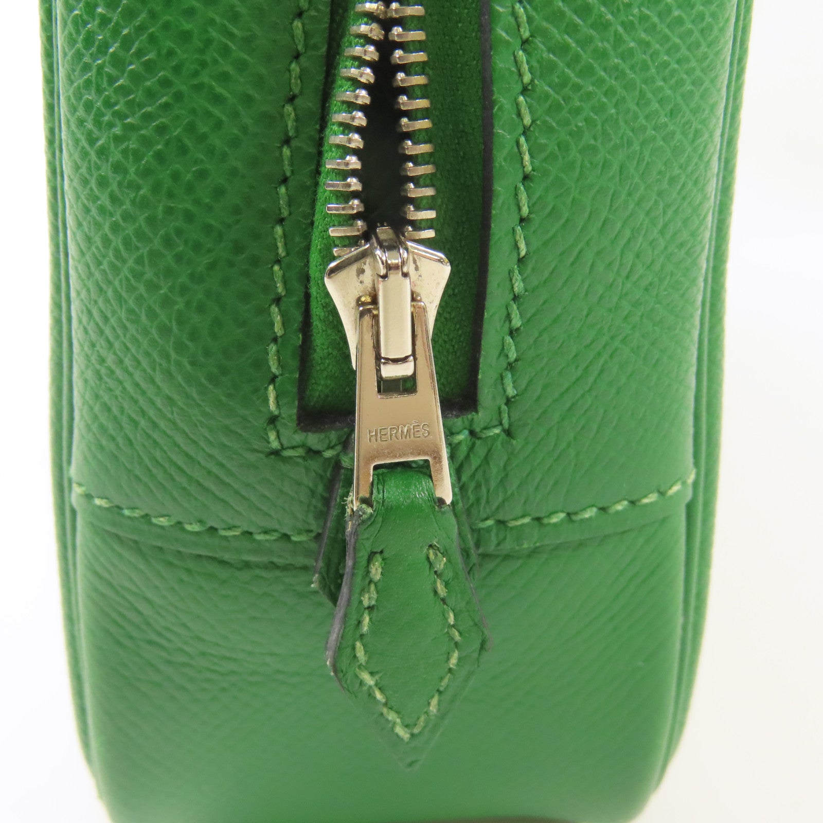 HERMES Epsom皮革Plume 28銀扣手挽袋Vert Bengale Emerald