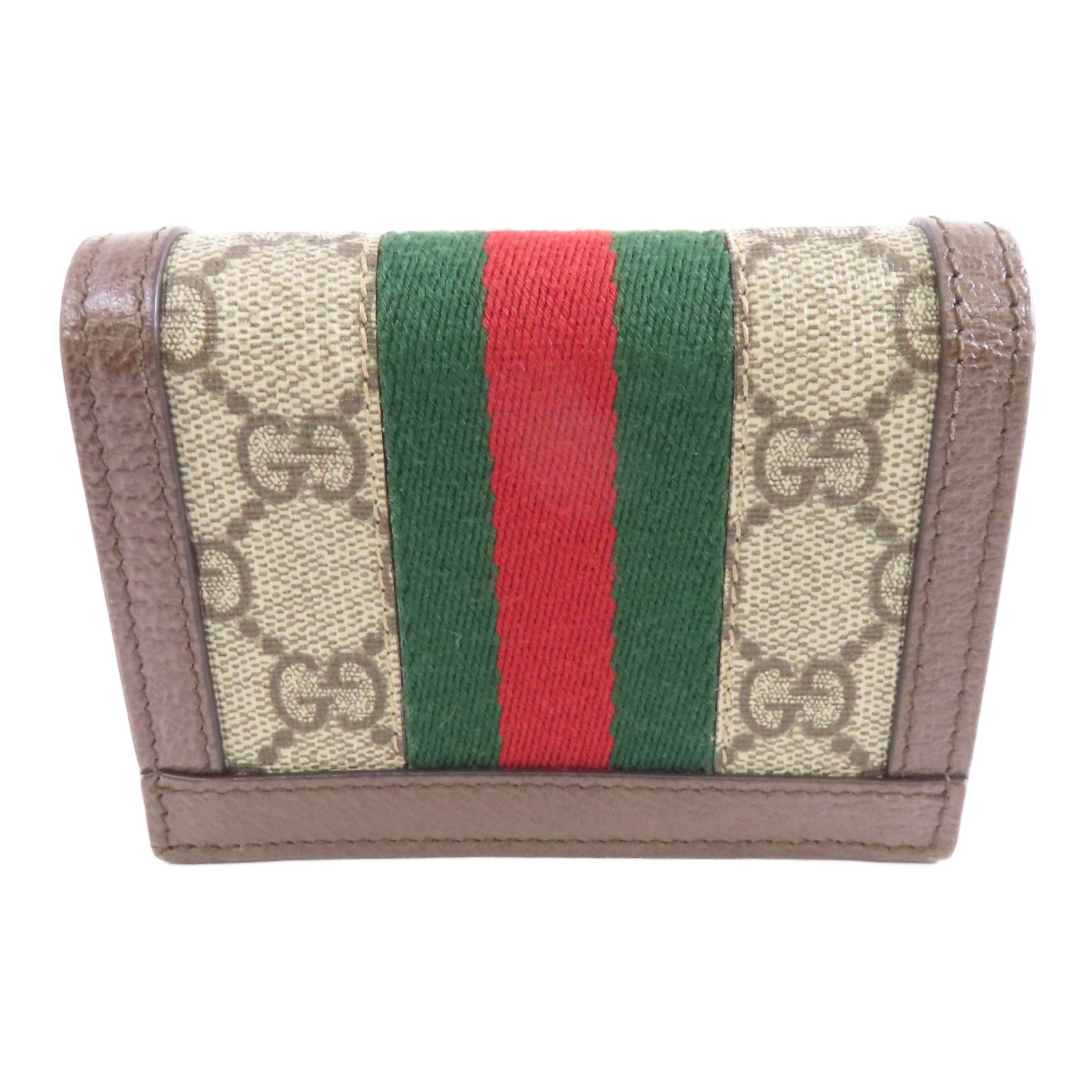 GUCCI 塗層帆布Ophidia Case Wallet金扣錢包棕色