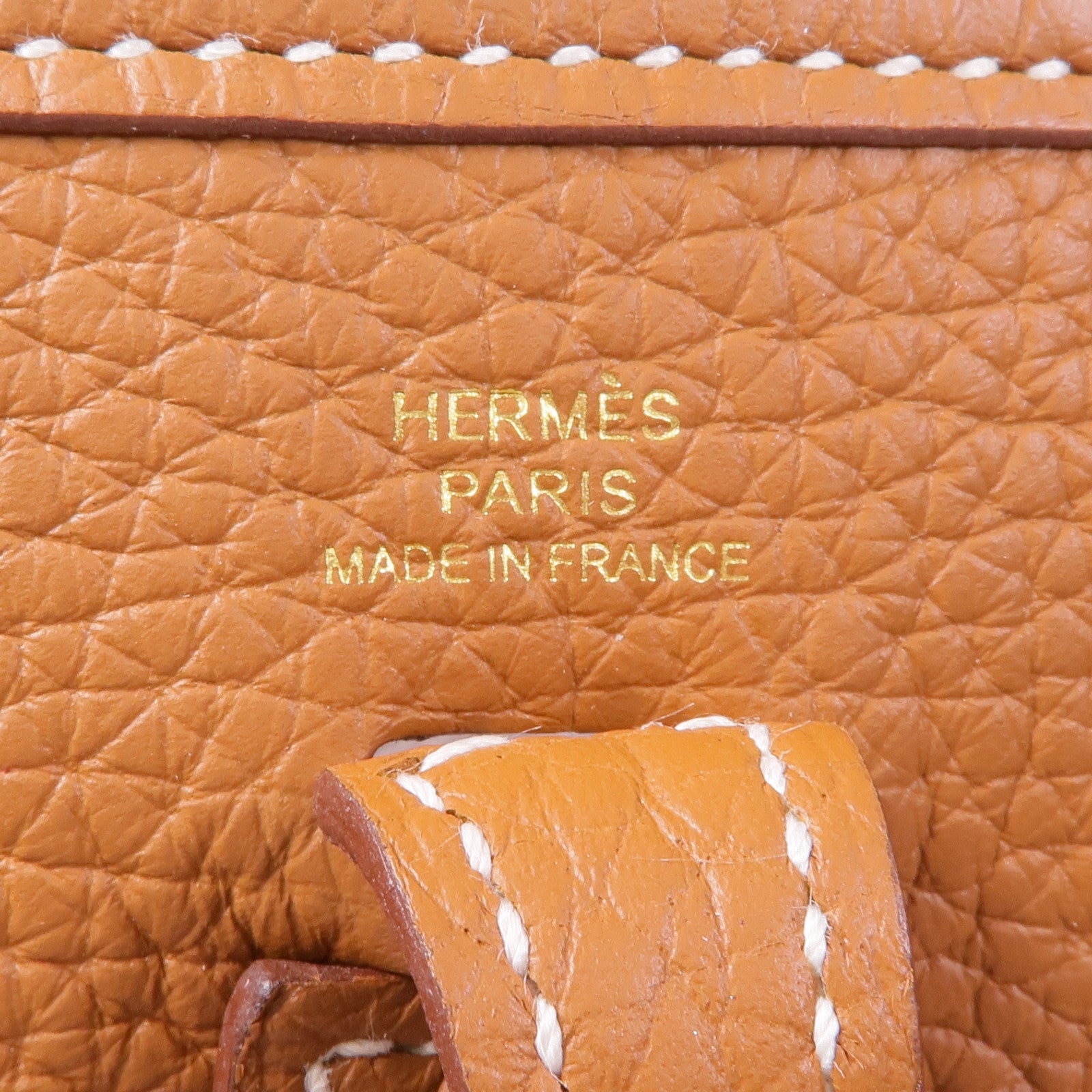 HERMES Togo皮革Evelyne TPM金扣肩背袋Golde
