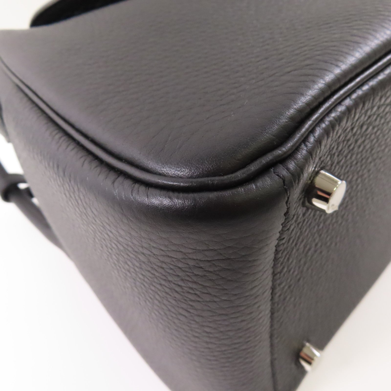HERMES Clemence皮革Lindy 26銀扣手挽肩背兩用袋Noir