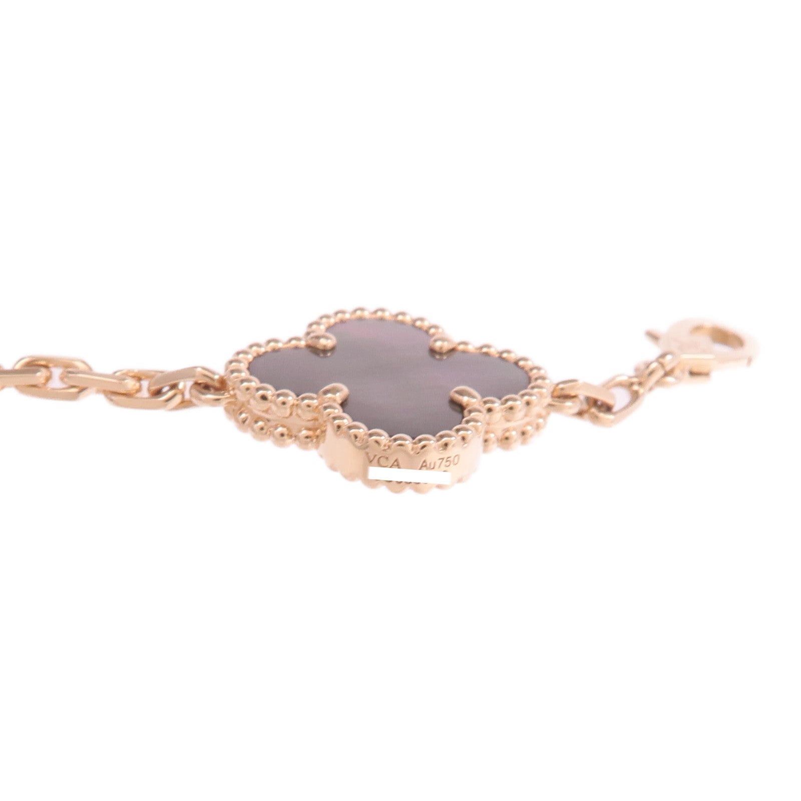 Van Cleef & Arpels 18K玫瑰金Vintage Alhambra Bracelet 5 Motifs珍珠母貝/鑽石手鏈