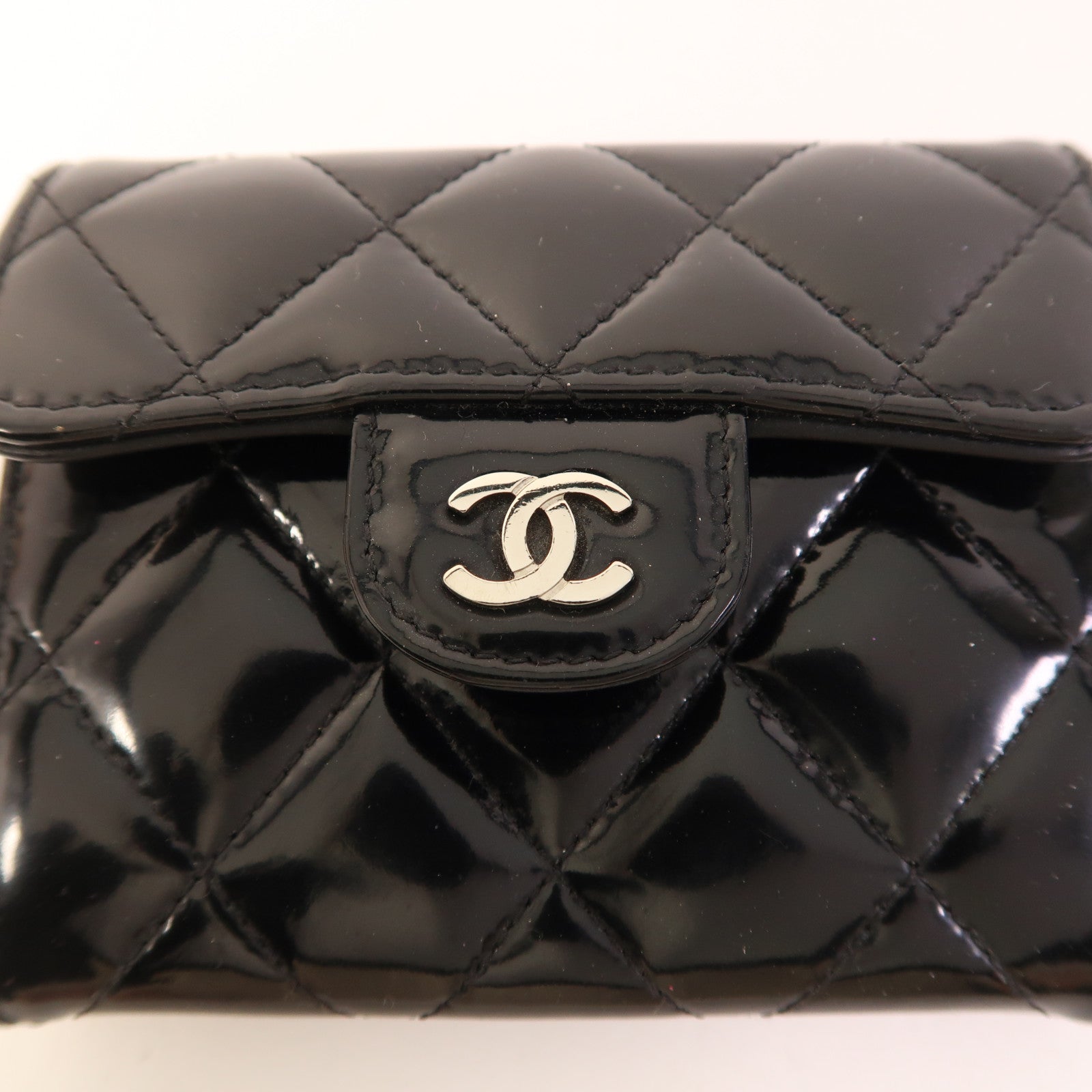 CHANEL 漆皮皮革Card Case銀扣卡片套