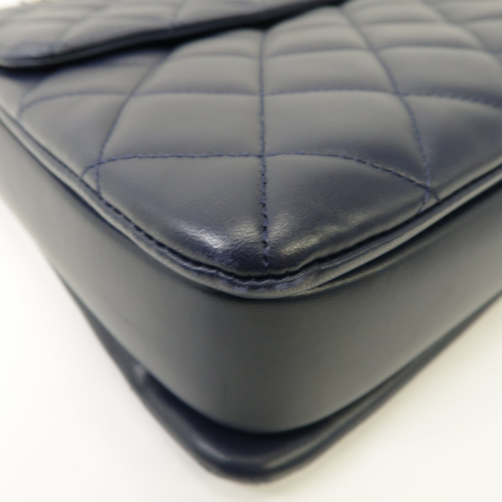 CHANEL 【激減優惠】菱格羊皮皮革Large Trendy CC金扣手挽肩背兩用袋深藍色