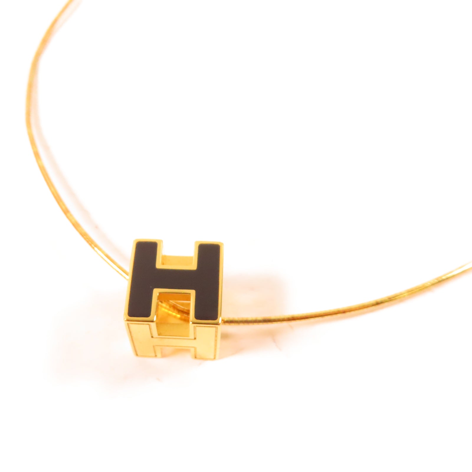 HERMES 金屬Cube d'H Necklace項鍊金色/黑色