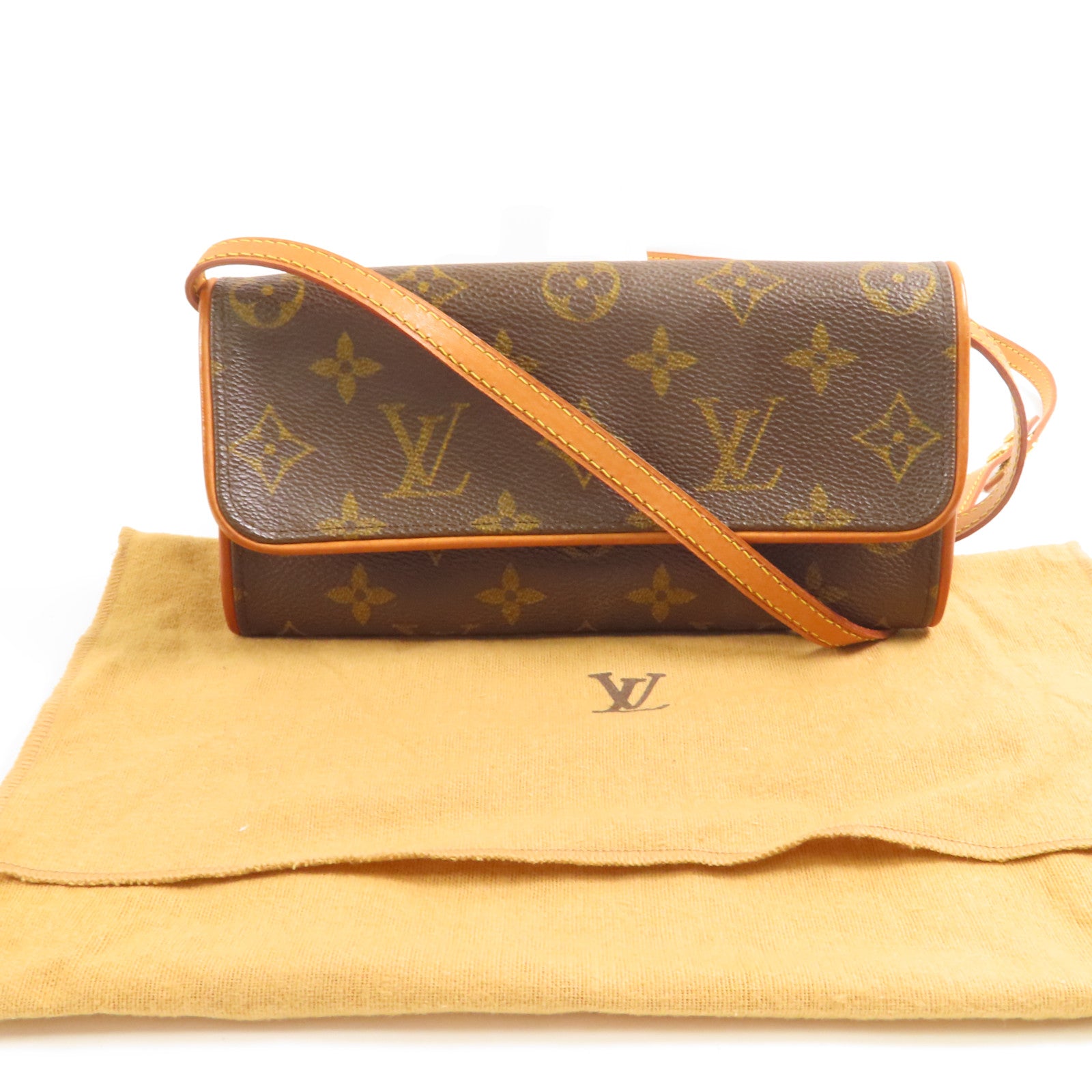 LOUIS VUITTON Monogram Pochette Twin PM金扣肩背袋