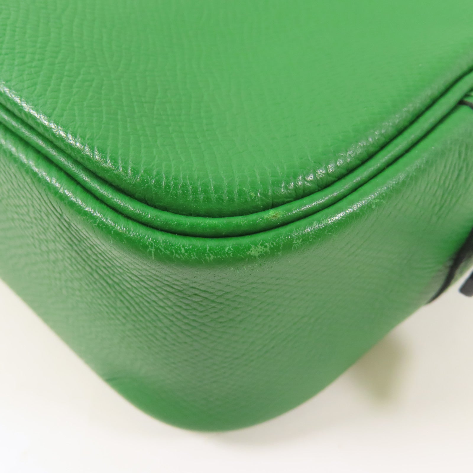 HERMES Epsom皮革Plume 28銀扣手挽袋Vert Bengale Emerald